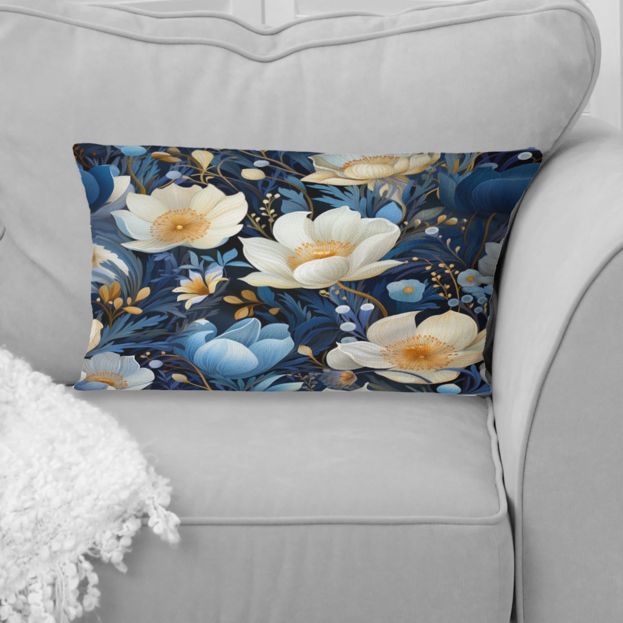 Designart Blue Oasis Floral Blooming Garden Floral Printed Throw Pillow