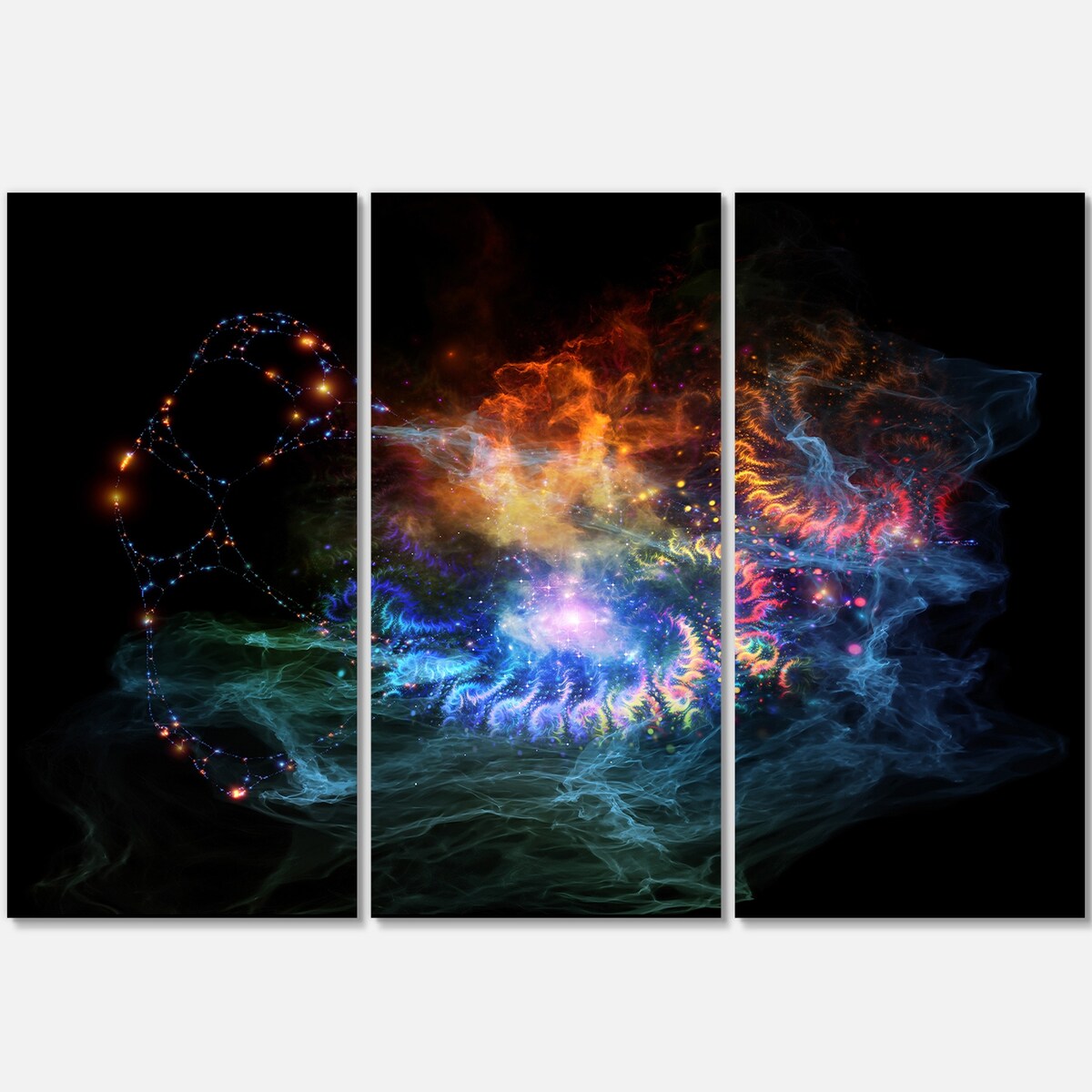 Designart 'Flame Lights of Network' Abstract Digital Art Metal Wall Art