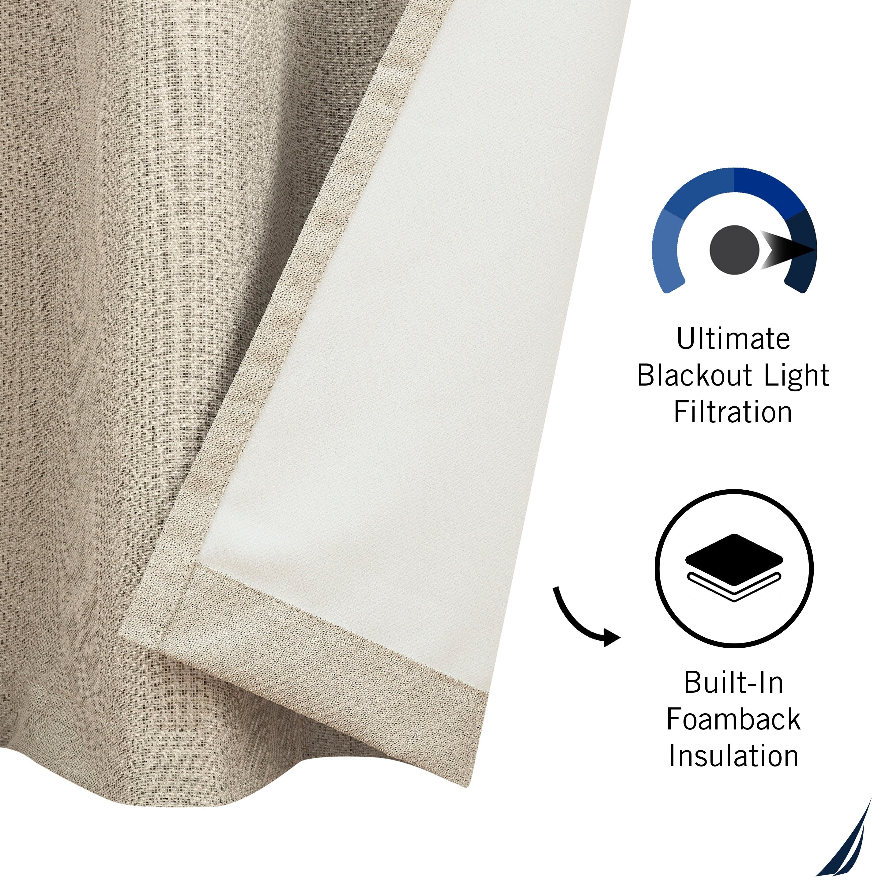 Nautica Providence Ultimate Blackout Extra Wide Curtains (Set of 2)