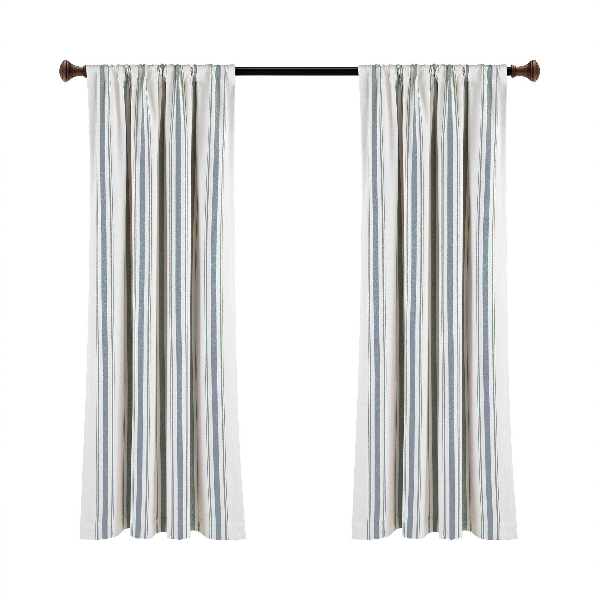 Lush Decor Farmhouse Stripe Yarn Dyed Cotton Window Curtain Panel Pair