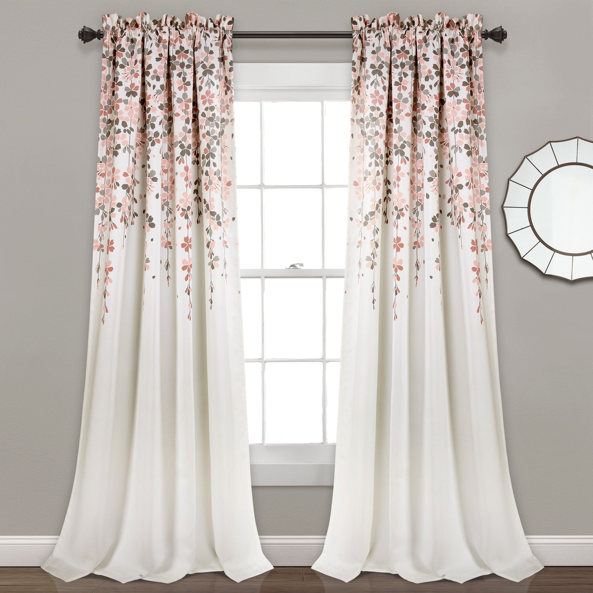 Lush Decor Weeping Flowers Room Darkening Curtain Panel Pair