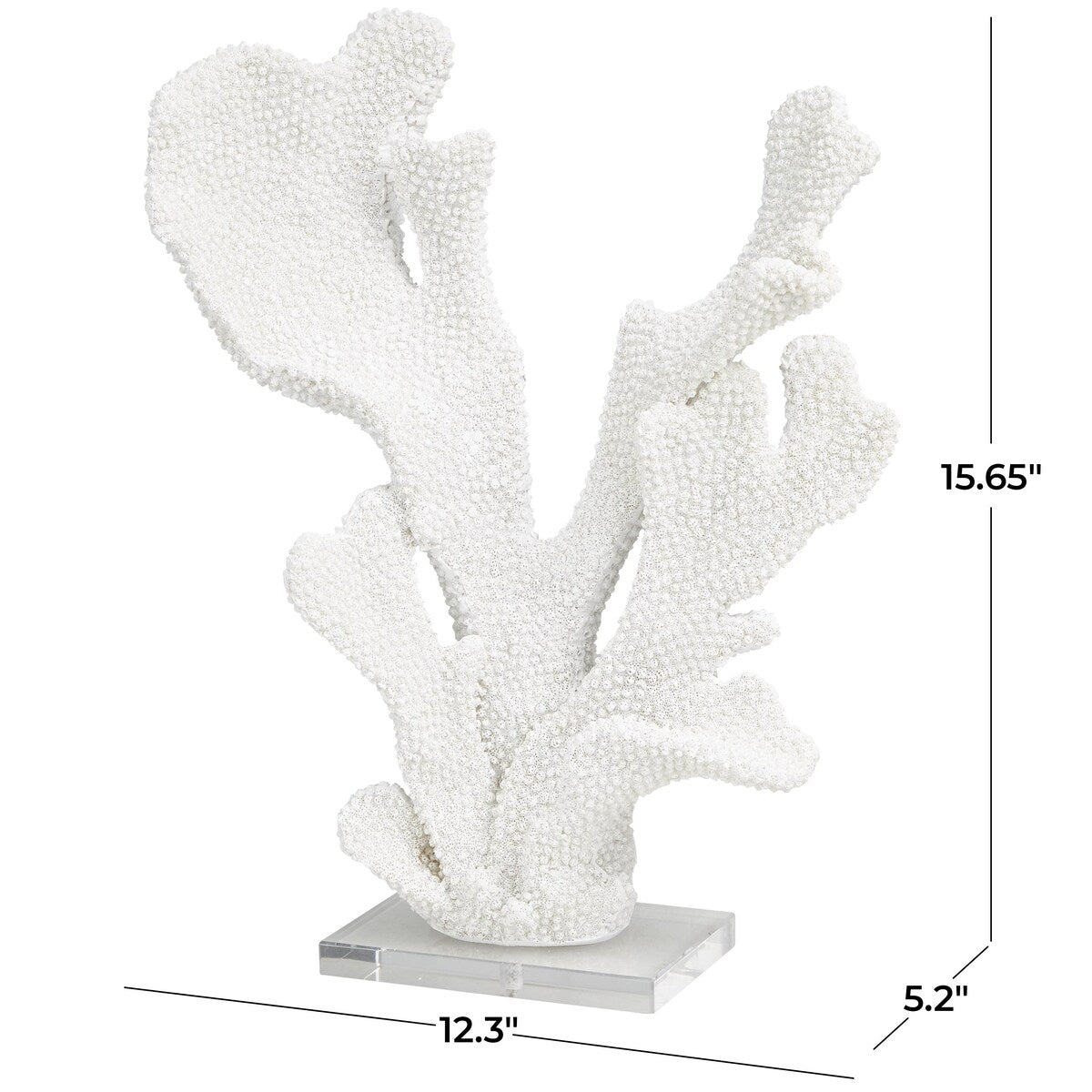 Polystone Coral Tall Textured Decorative Sculpture with Clear Acrylic Base - White - Roche River Decor