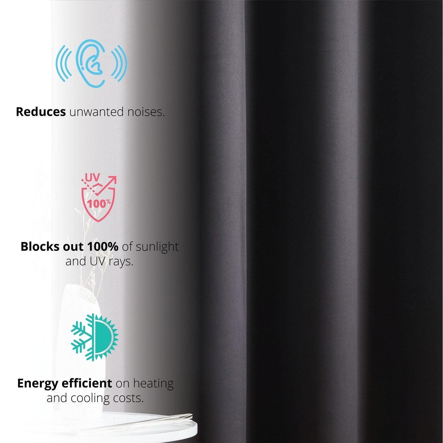 HLC.me Laurance 100% Blackout Curtains - Thermal Insulation Energy Efficient Grommet Window Curtains, Set of 2