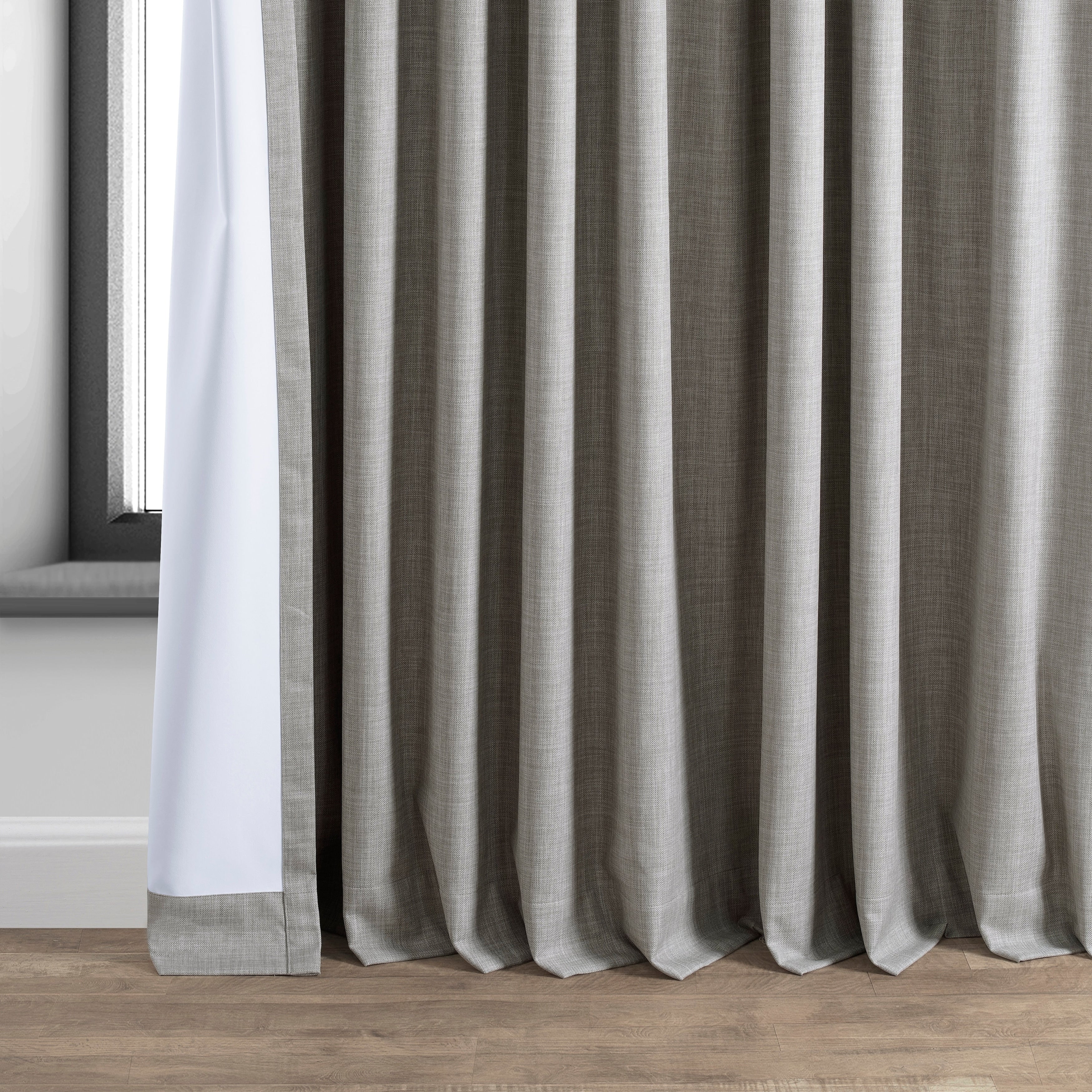 Exclusive Fabrics Extra Wide Performance Linen Blackout Curtains (1 Panel) Thermal Insulated Window Curtains