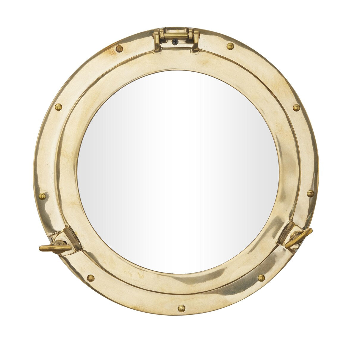 Brass Metal Sail Boat Room Wall Mirror with Port Hole Detailing - Gold - The Novogratz