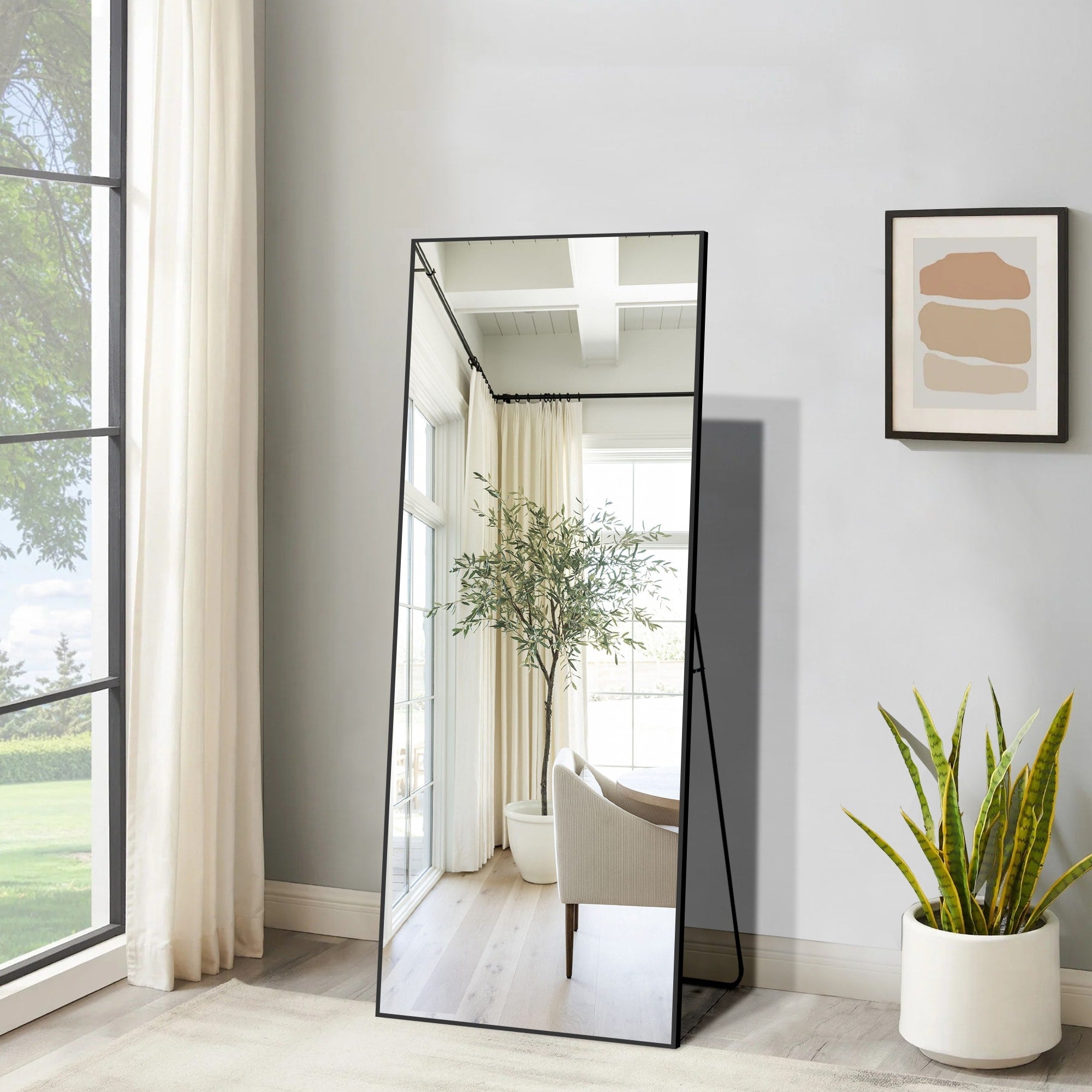 Rectangle Full Length Mirror,Floor Mirror with Stand,Hanging/Leaning