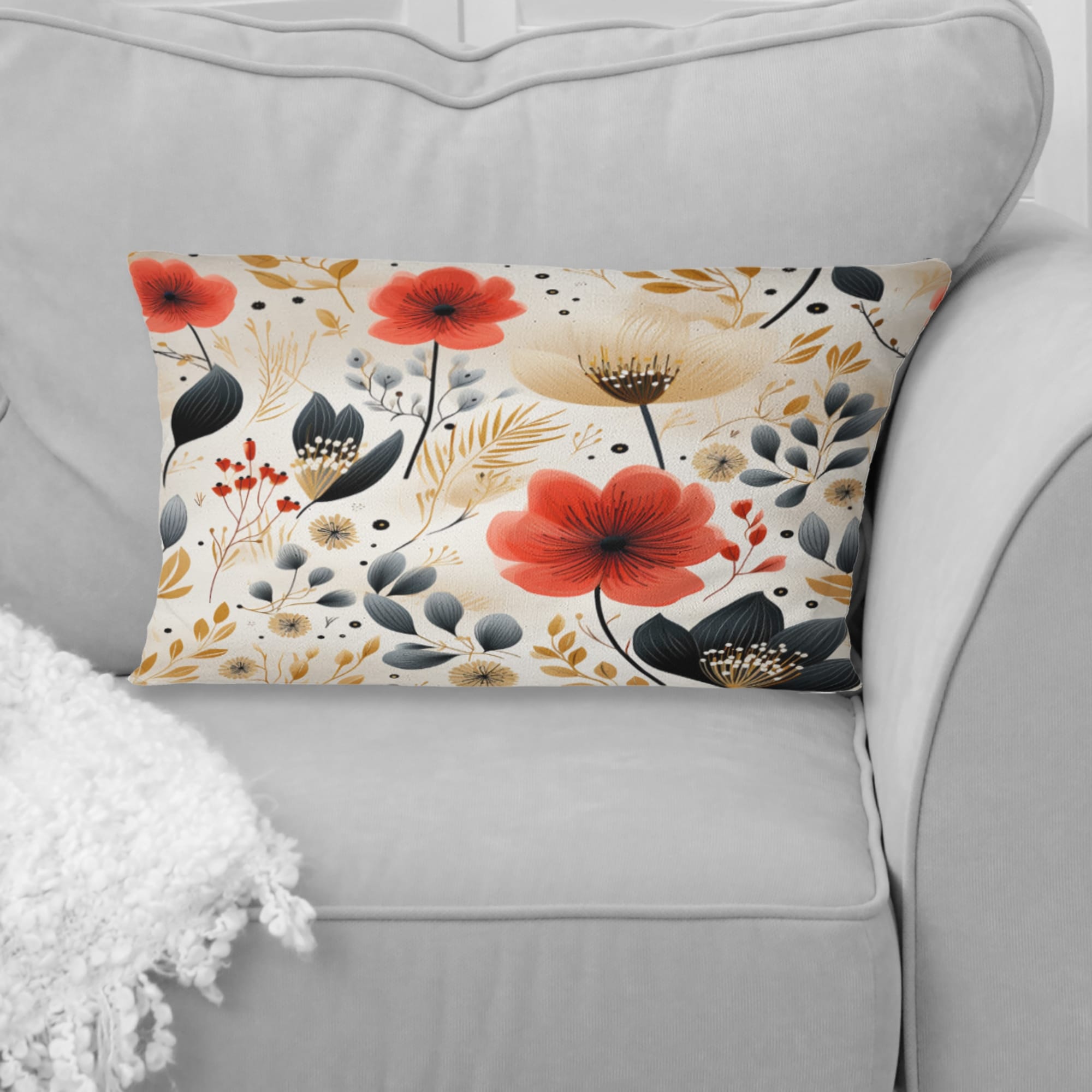 Designart Watercolor Whimsy Coral Floral Pattern Floral Printed Throw Pillow