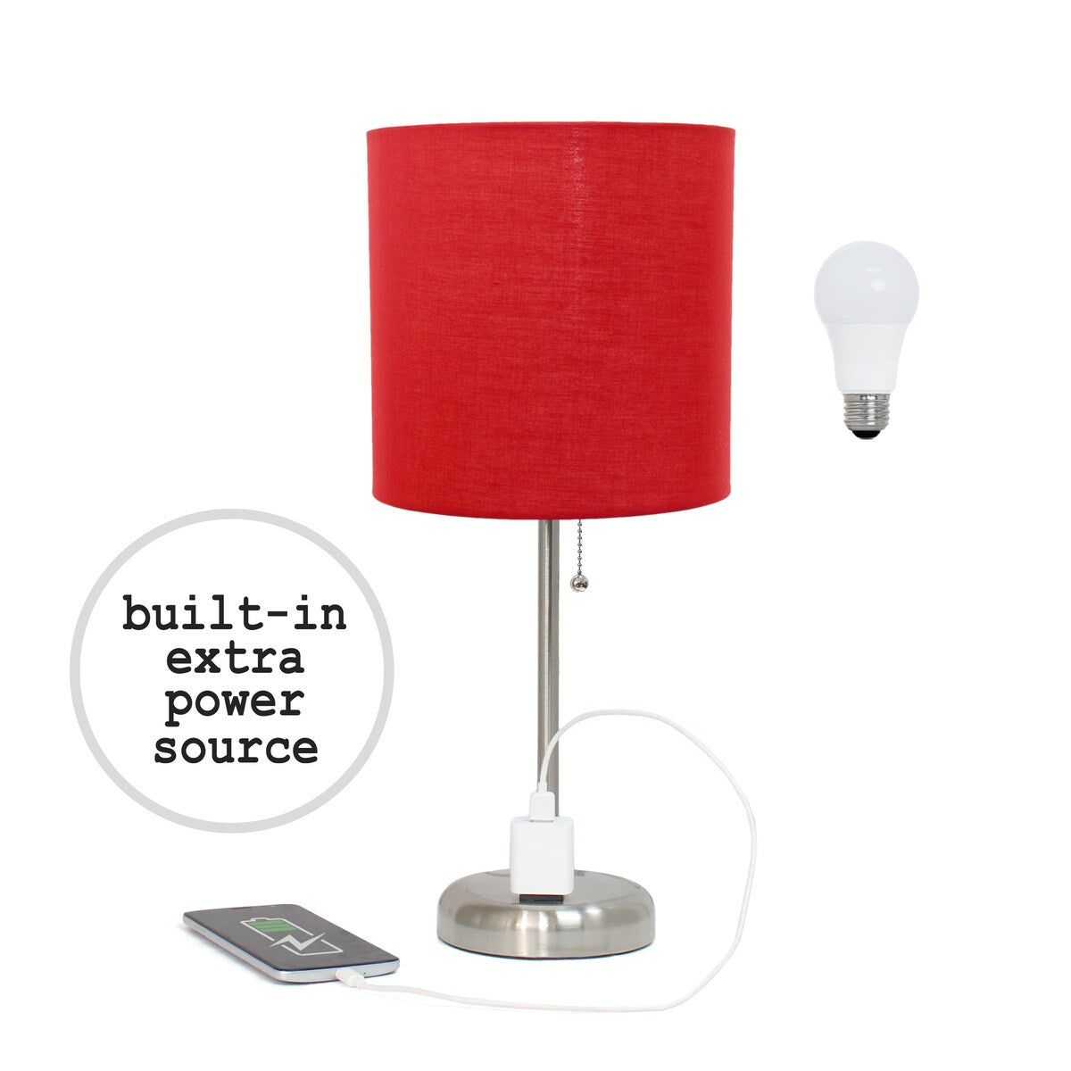 Simple Designs 9.5 Desk Lamp with Charging Outlet and LED Bulb Included - 19.50