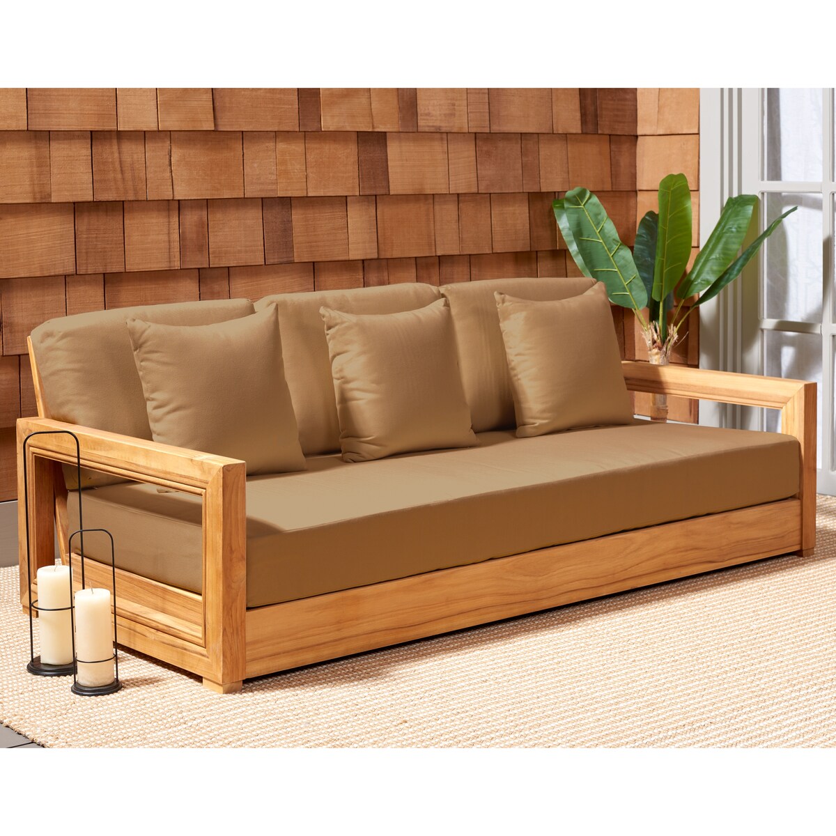 SAFAVIEH Couture Montford Teak 3-Seat Bench Casing - 72Wx29Dx1H