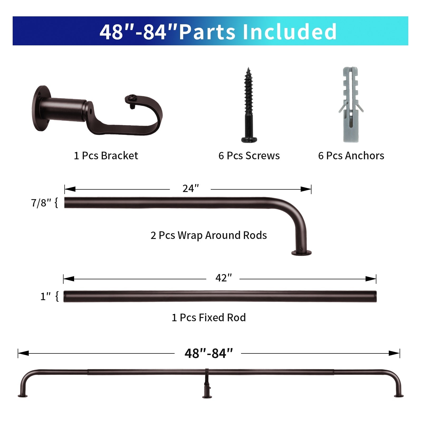 Energy-saving Wraparound Adjustable French Blackout Curtain Rod Set