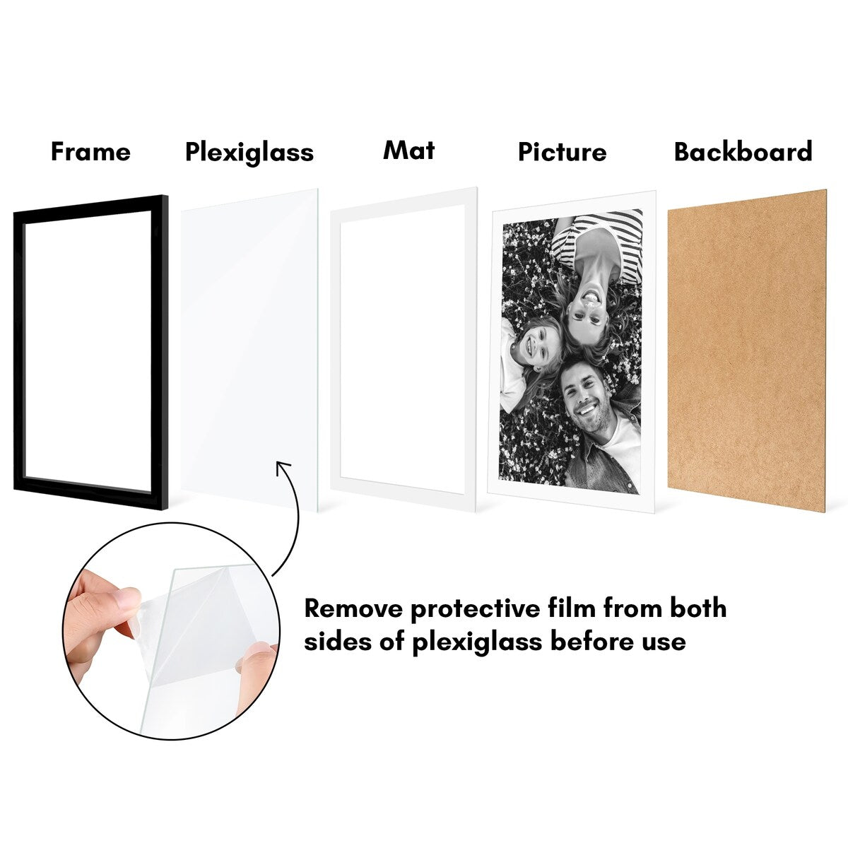 Americanflat 5 Pack of Picture Frames with Mat - Plexiglass Cover