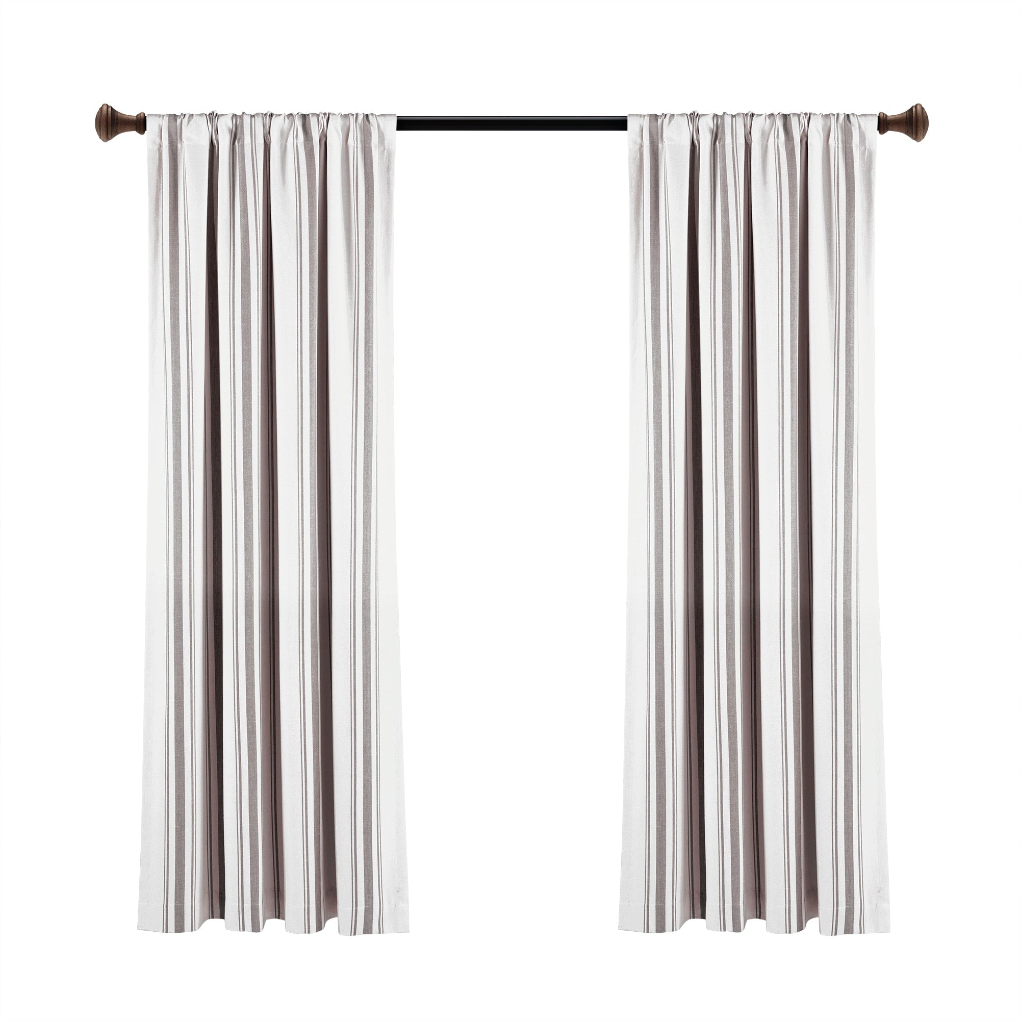 Lush Decor Farmhouse Stripe Yarn Dyed Cotton Window Curtain Panel Pair