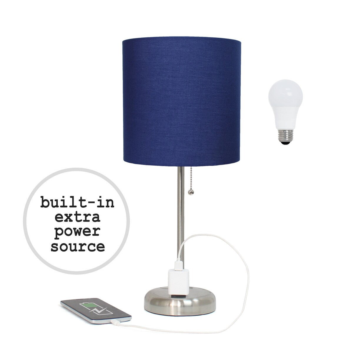 Simple Designs 9.5 Desk Lamp with Charging Outlet and LED Bulb Included - 19.50