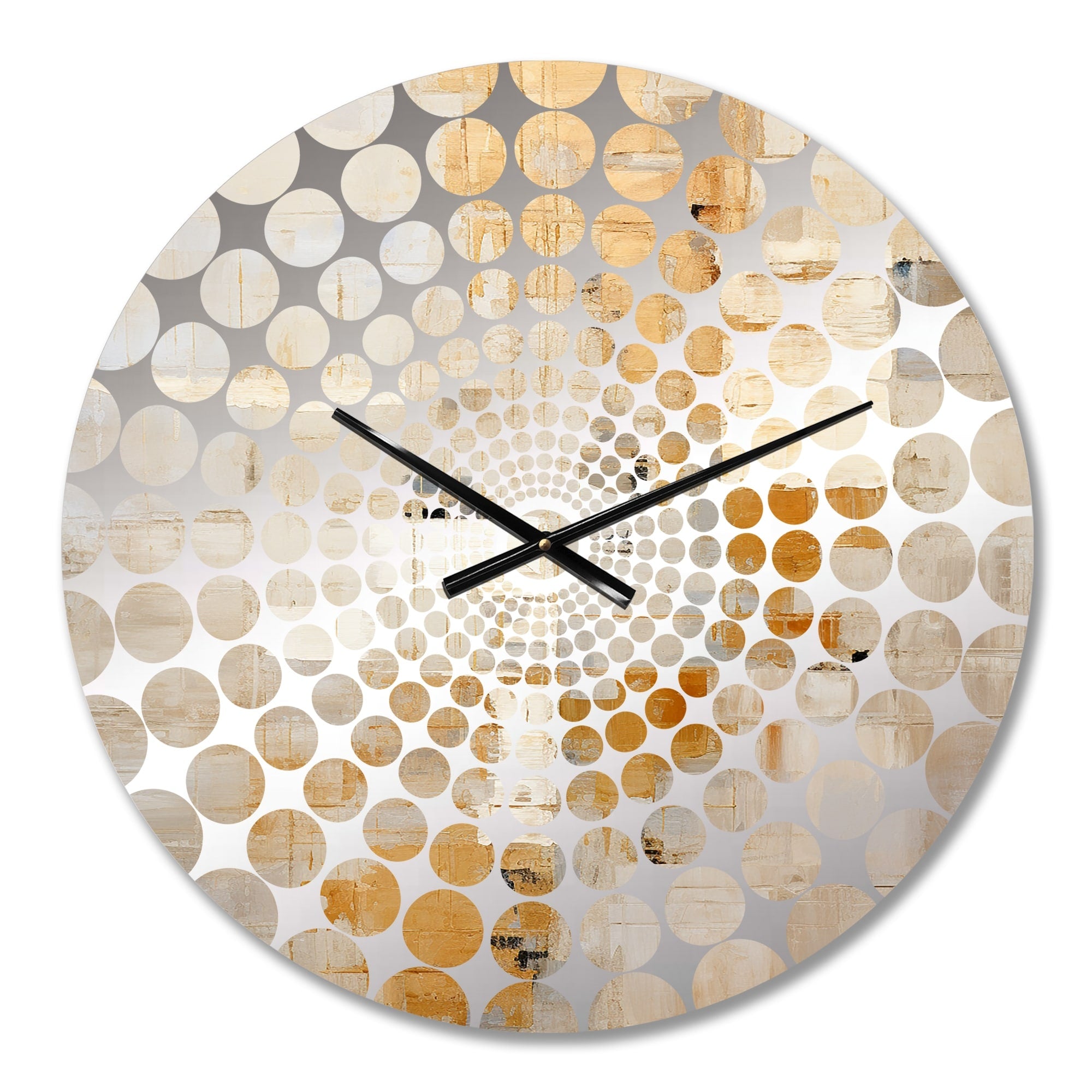 Designart Beige And Gold Dream Collage Beige Abstract Shapes Clocks Modern Wall Clocks For Living Room Décor