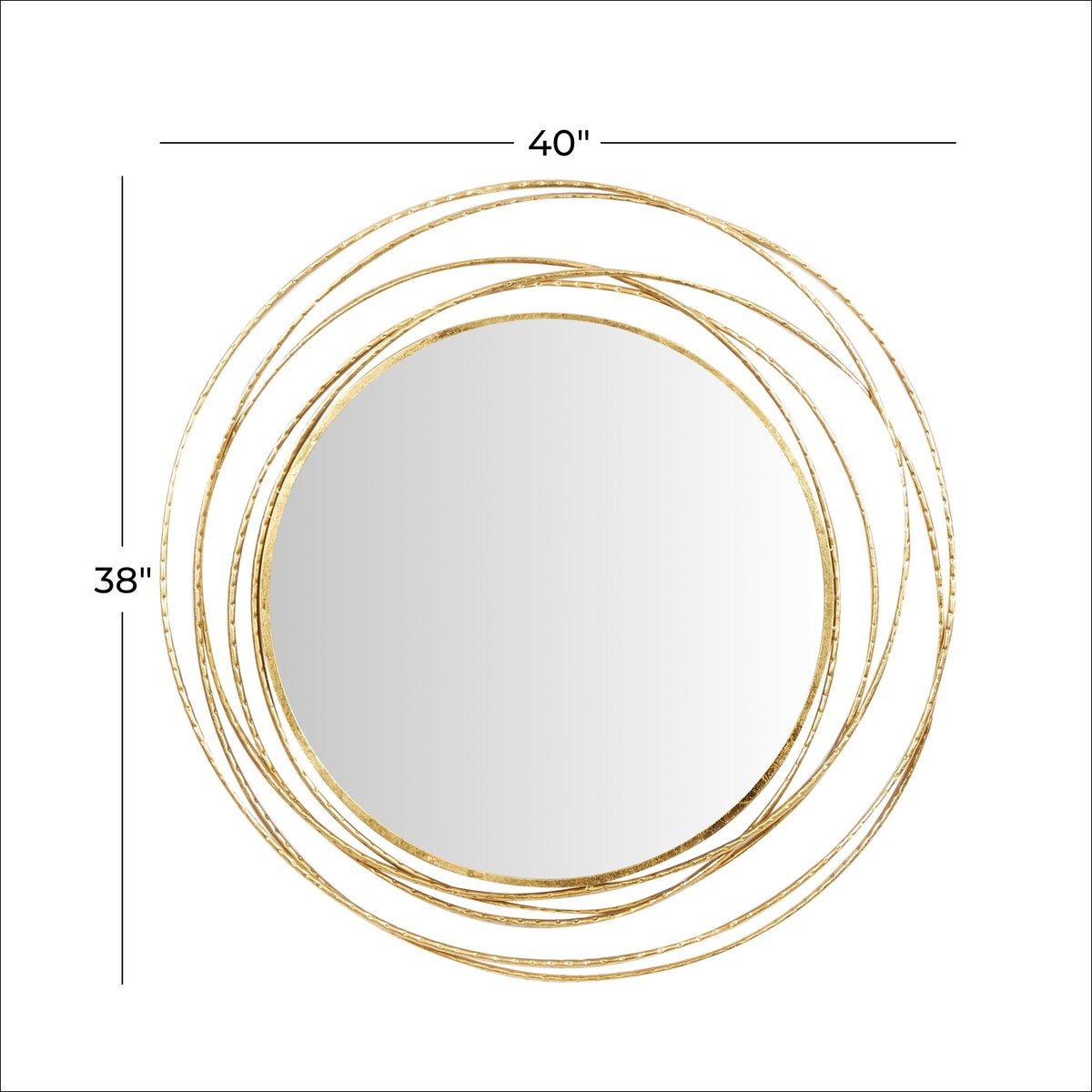 Metal Room Wall Mirror with Overlapping Ring Frame - Gold - Roche River Decor