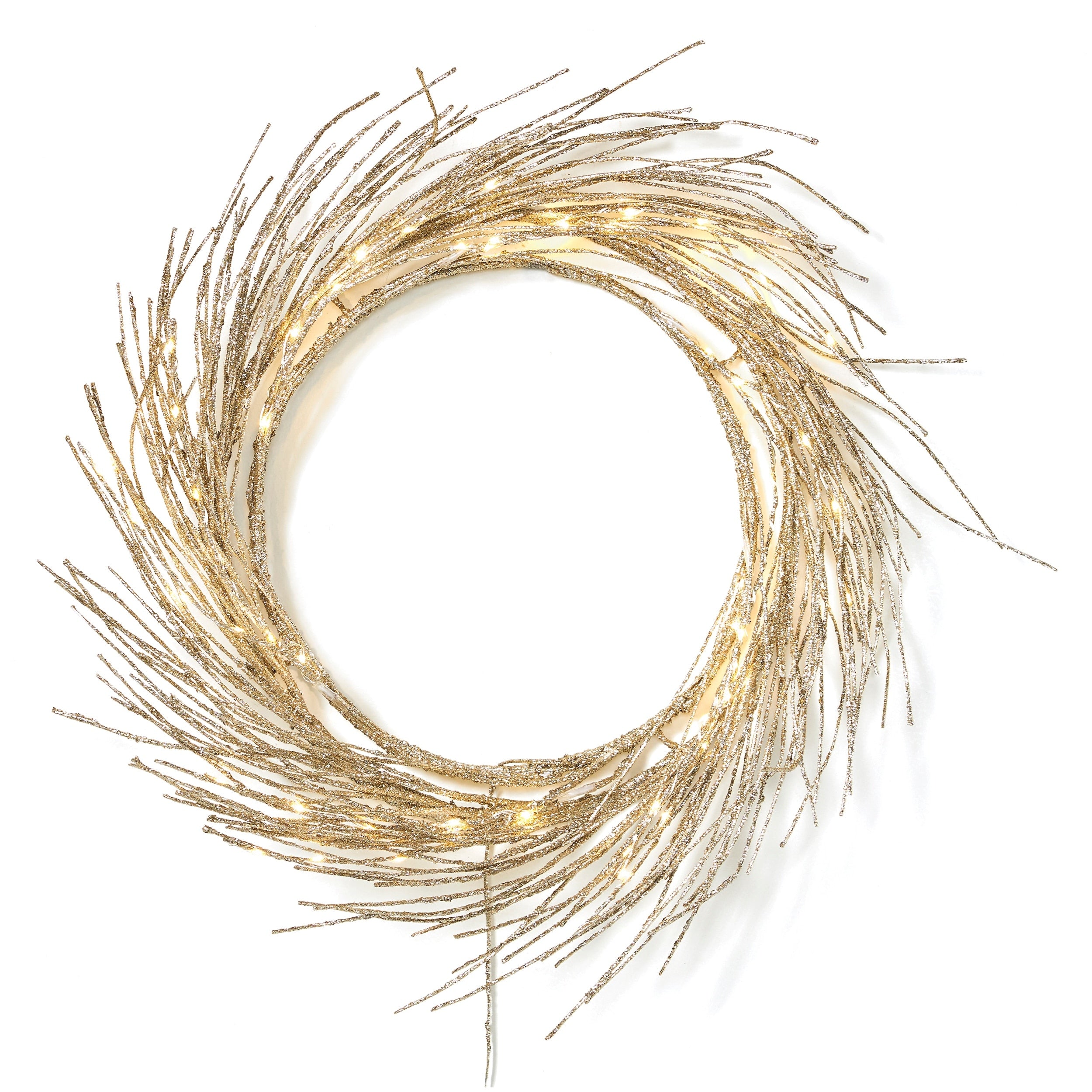 Triple 24 Pre-lit Warm White LED Wreath by Christopher Knight Home - Champagne Glitter - 24.00 L x 24.00 W x 4.00 H