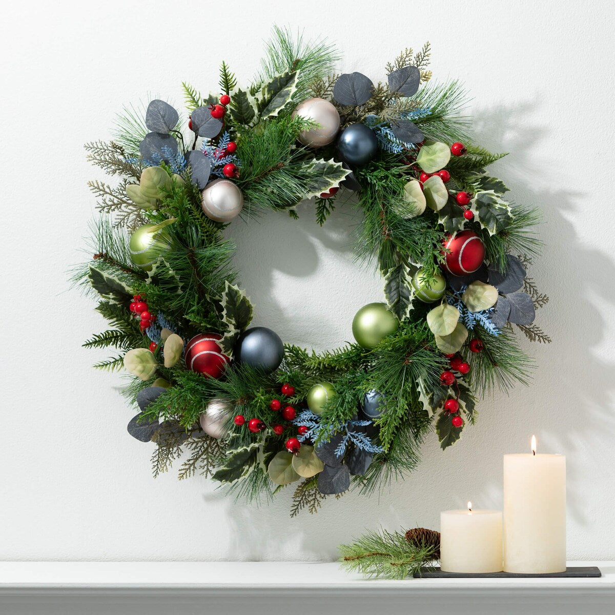 Sullivans Artificial Christmas Shiny Ball Mixed Wreath