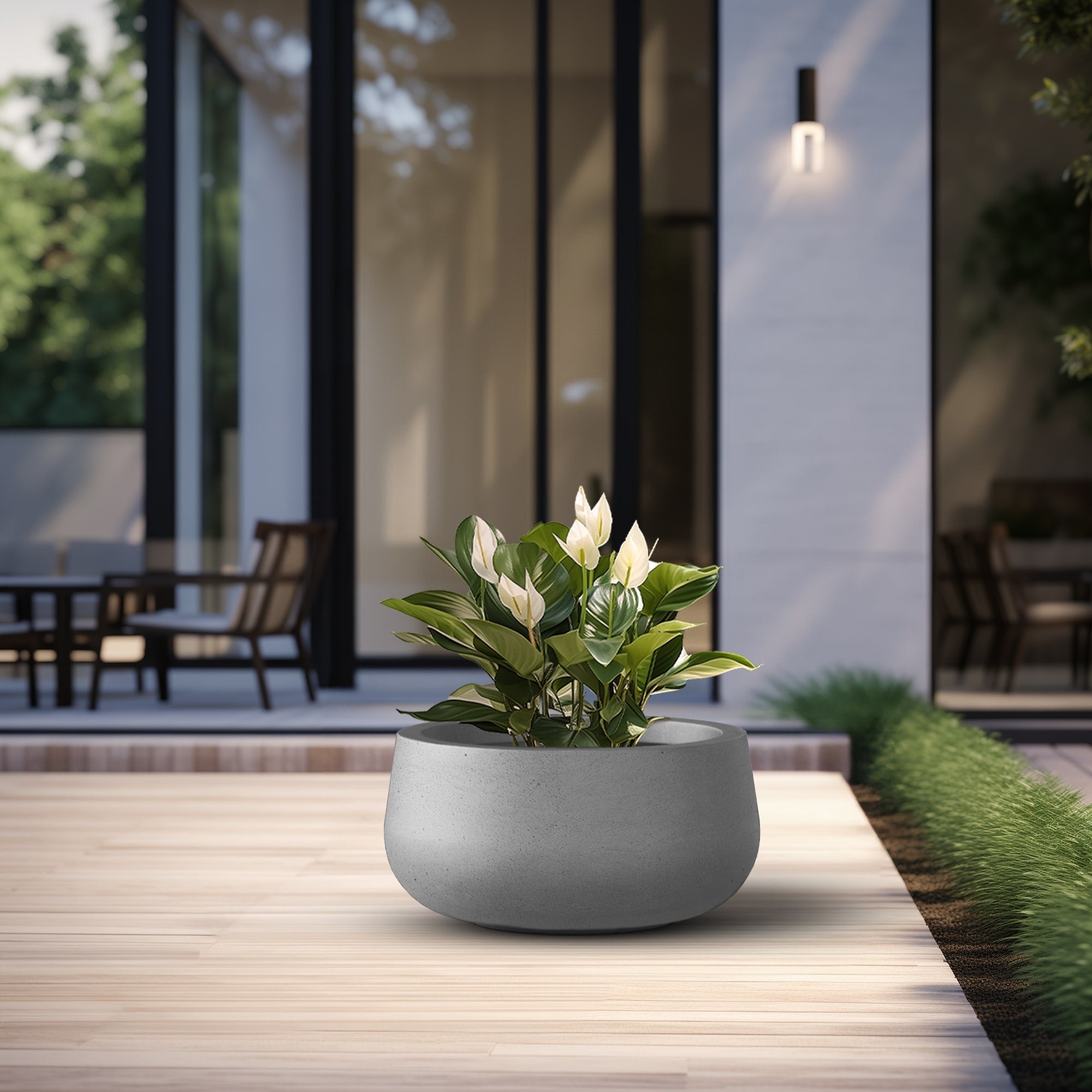 Tall Concrete Round Plant Pots / Large Indoor and Outdoor flower Planters