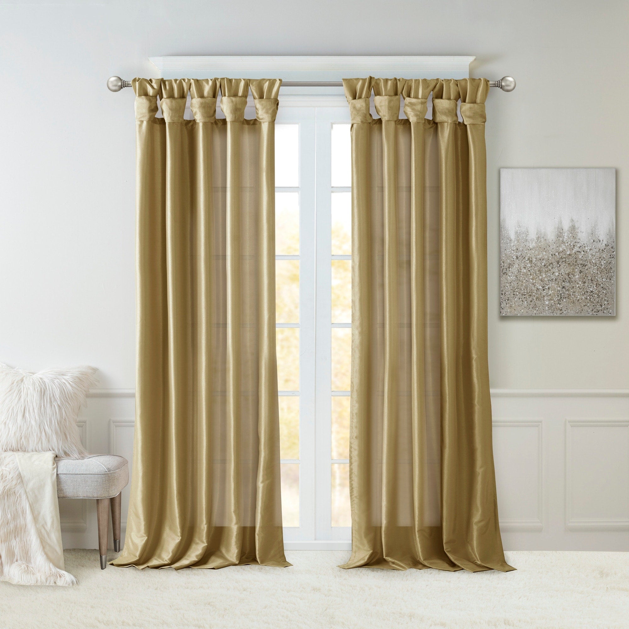 Madison Park Natalie Twisted Tab Lined Single Curtain Panel