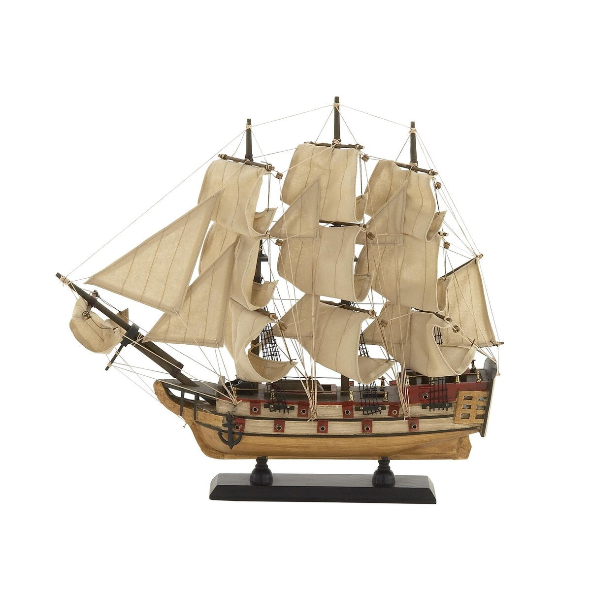 Wood Sail Boat Decorative Sculpture with Lifelike Rigging - Beige - Roche River Decor