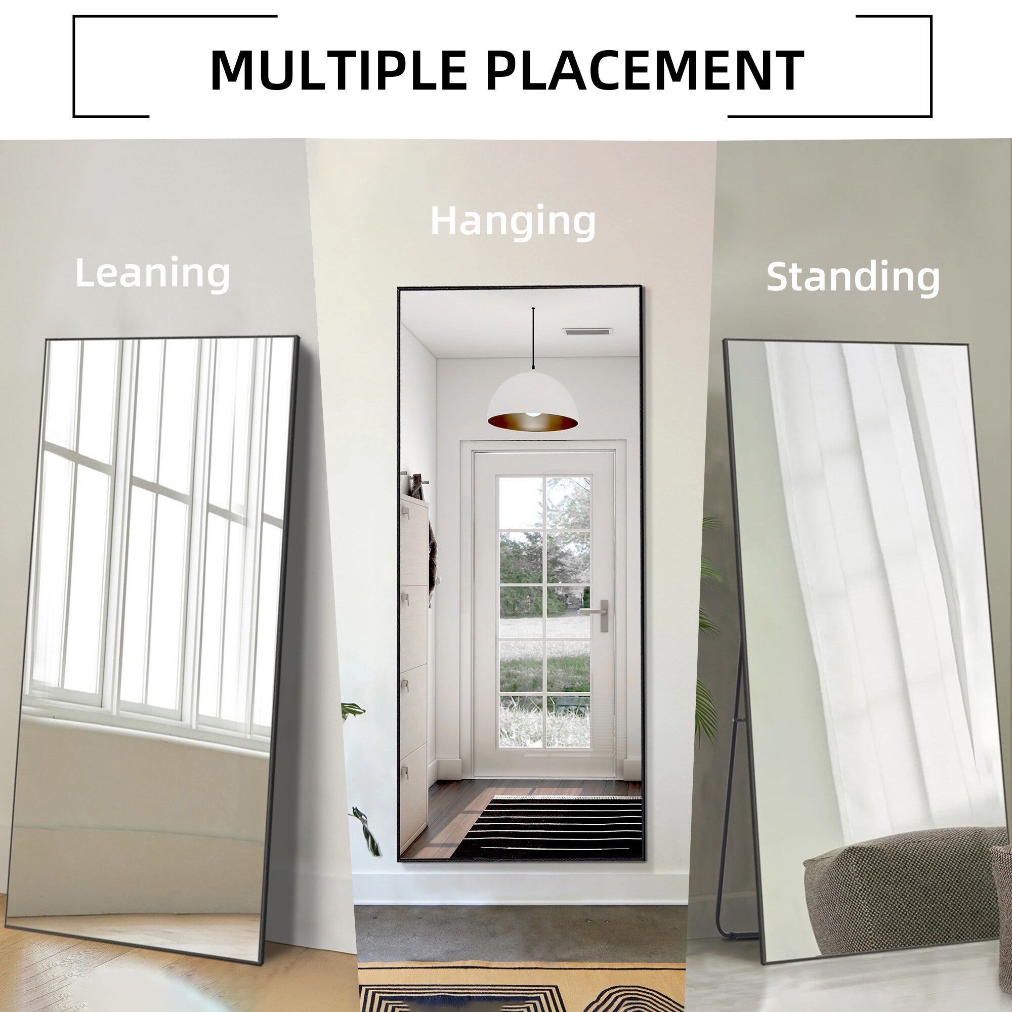 Rectangle Full Length Mirror,Floor Mirror with Stand,Hanging/Leaning