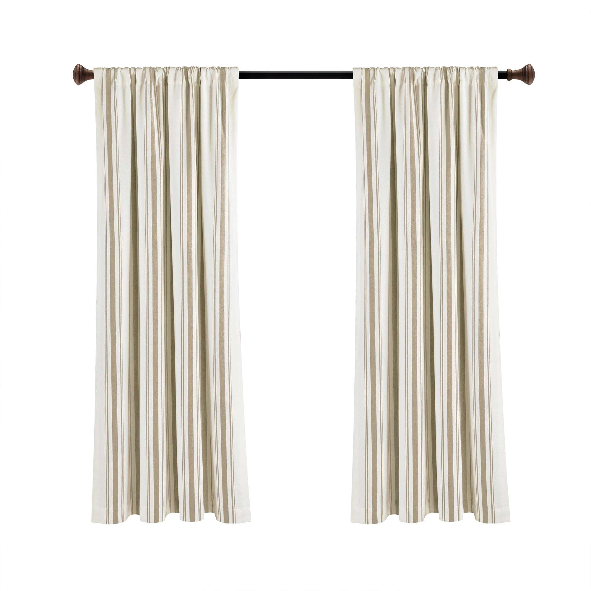 Lush Decor Farmhouse Stripe Yarn Dyed Cotton Window Curtain Panel Pair