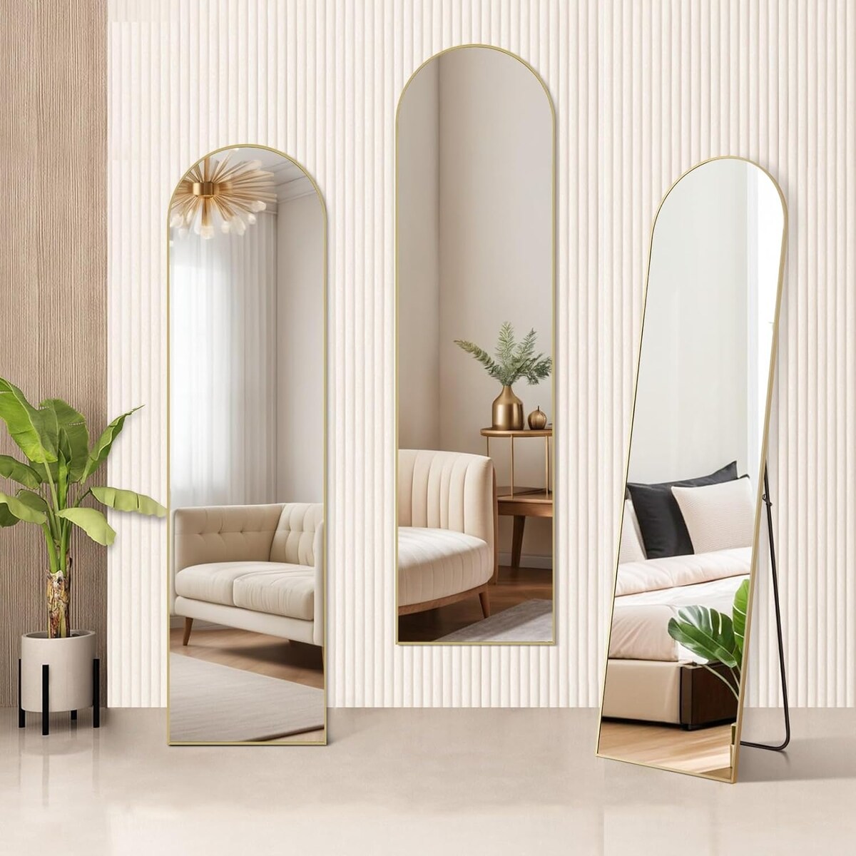 Full Length Mirror with Stand, Floor Mirror with Aluminum Alloy Frame for Bedroom, Standing Full Body Mirror for Wall, Cloakroom