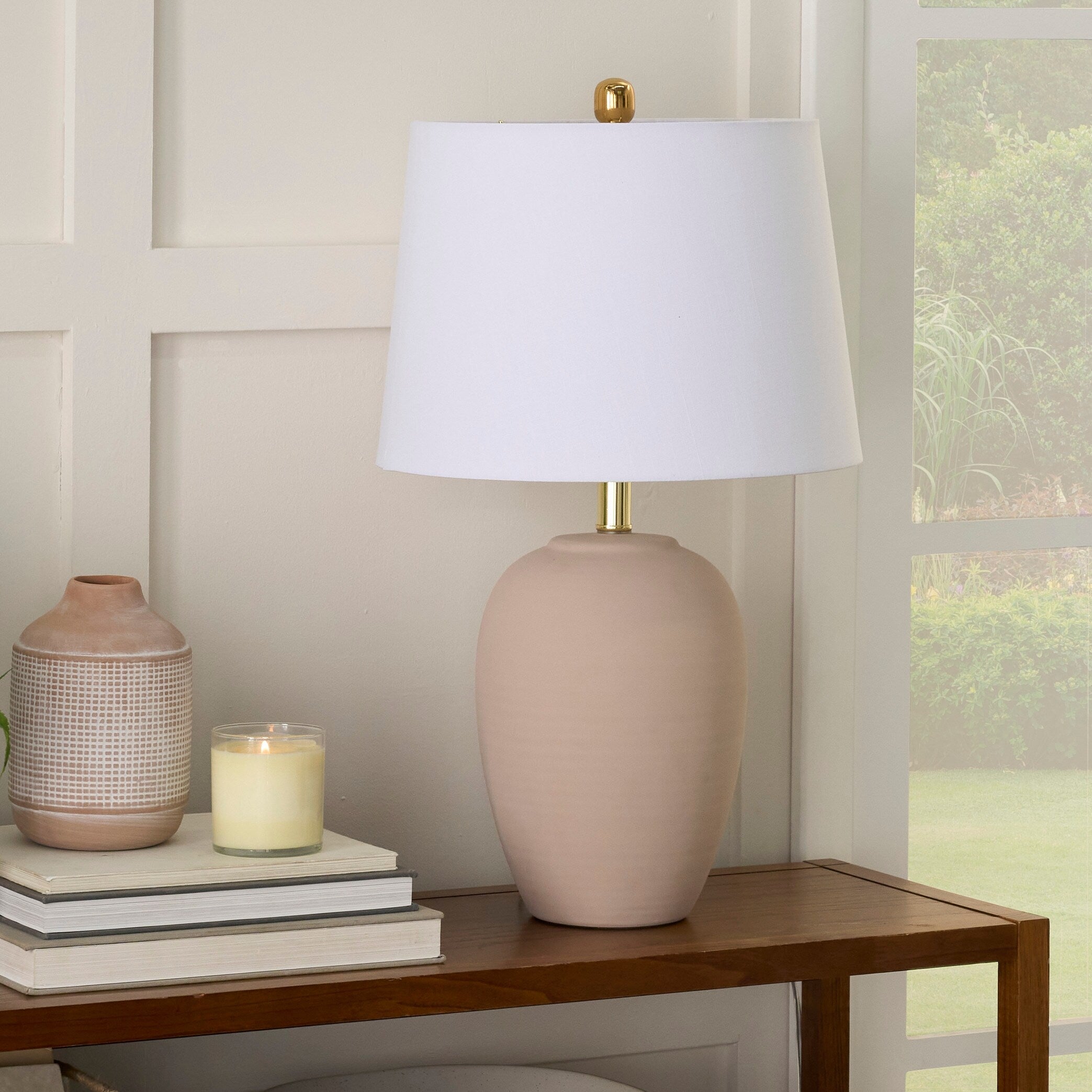 Nourison 23 Unglazed Ceramic Jar Table Lamp