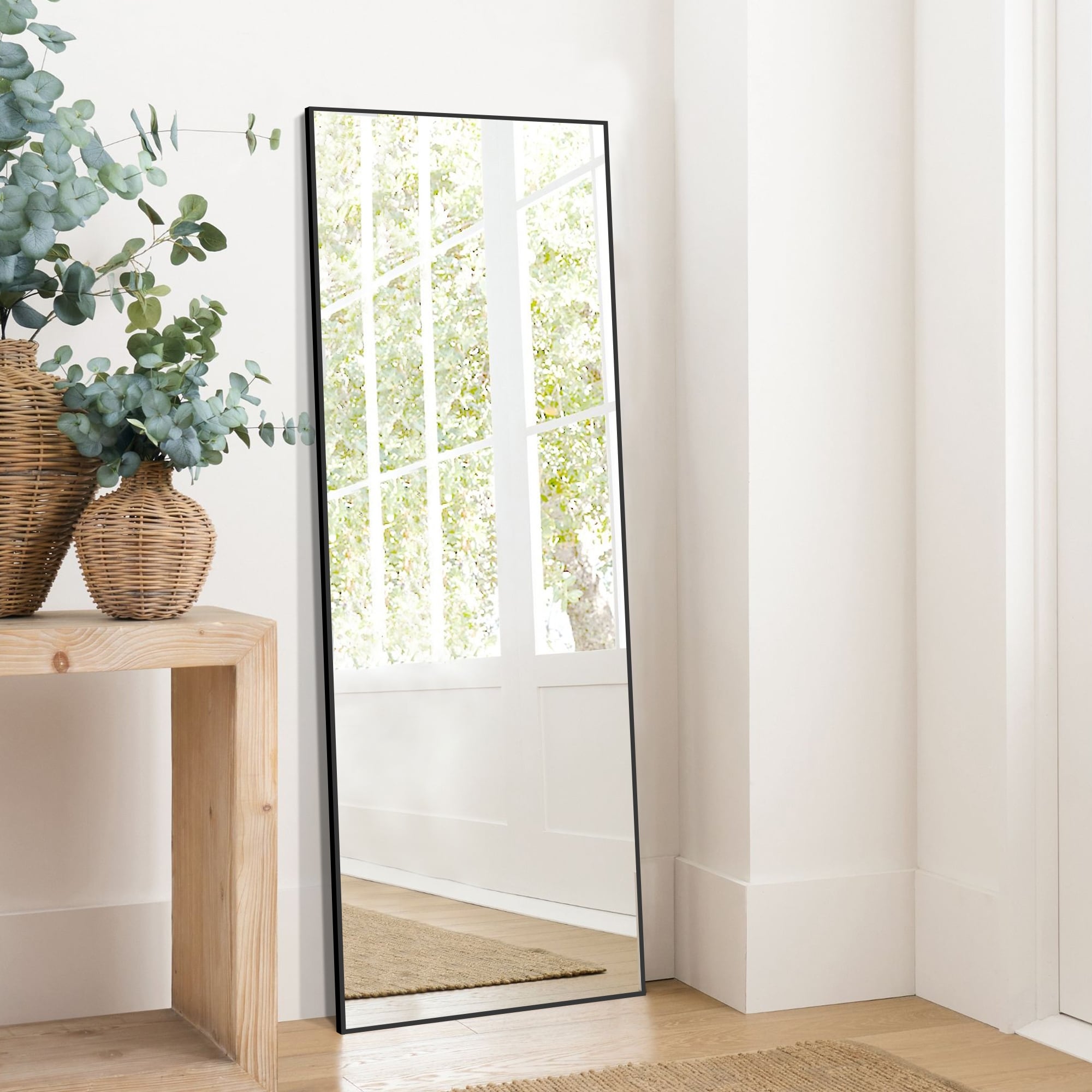 Rectangle Full Length Mirror,Floor Mirror with Stand,Hanging/Leaning