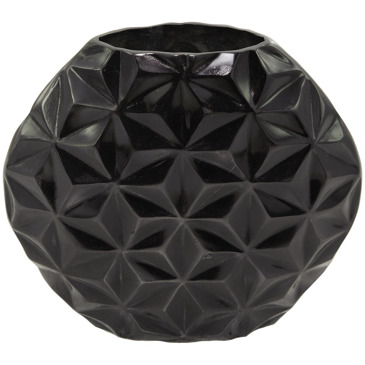 Aluminum Metal Geometric Faceted Decorative Vase - Silver, Black or Gold - CosmoLiving by Cosmopolitan