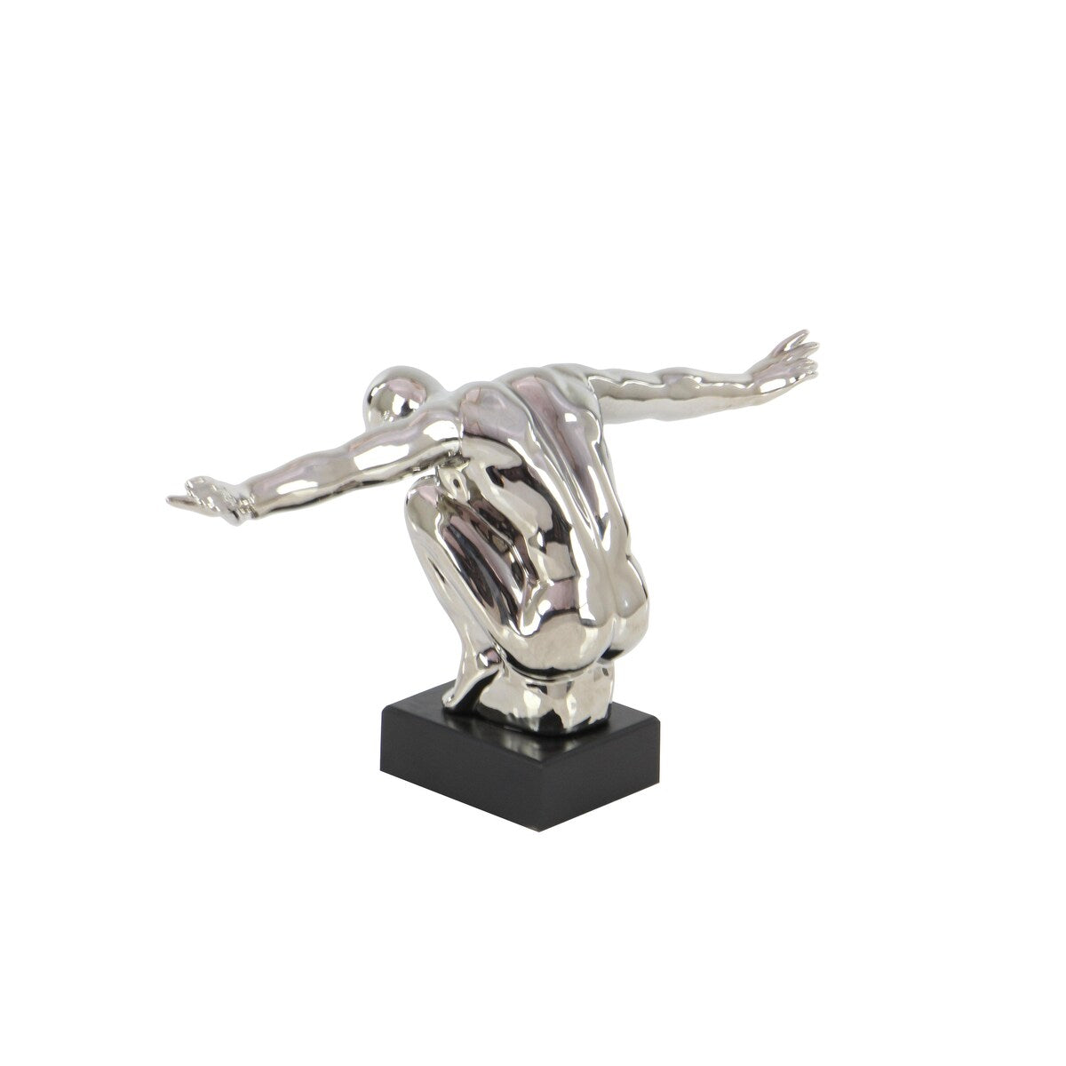 Porcelain Ceramic Diver Decorative Sculpture - Silver - Roche River Decor