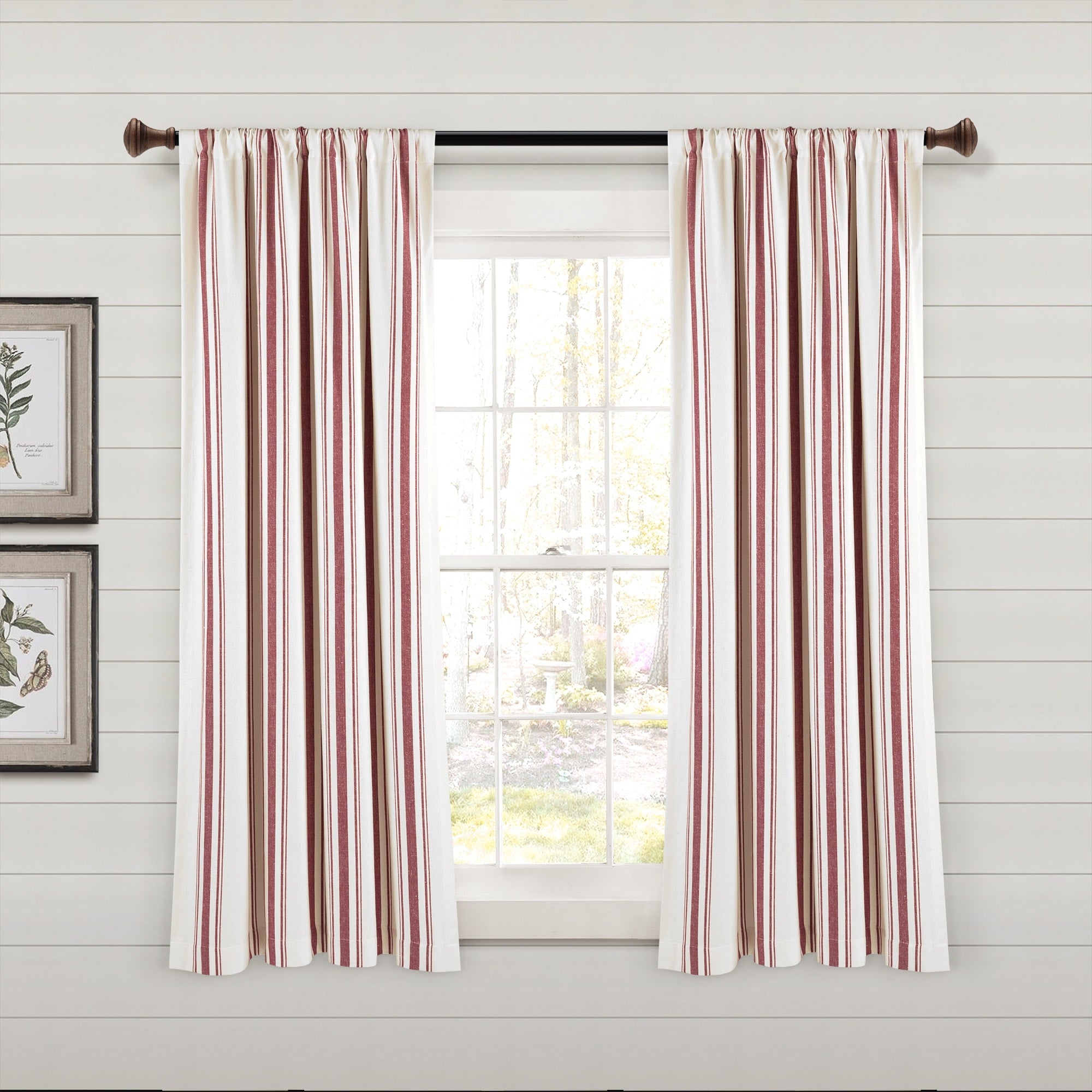 Lush Decor Farmhouse Stripe Yarn Dyed Cotton Window Curtain Panel Pair