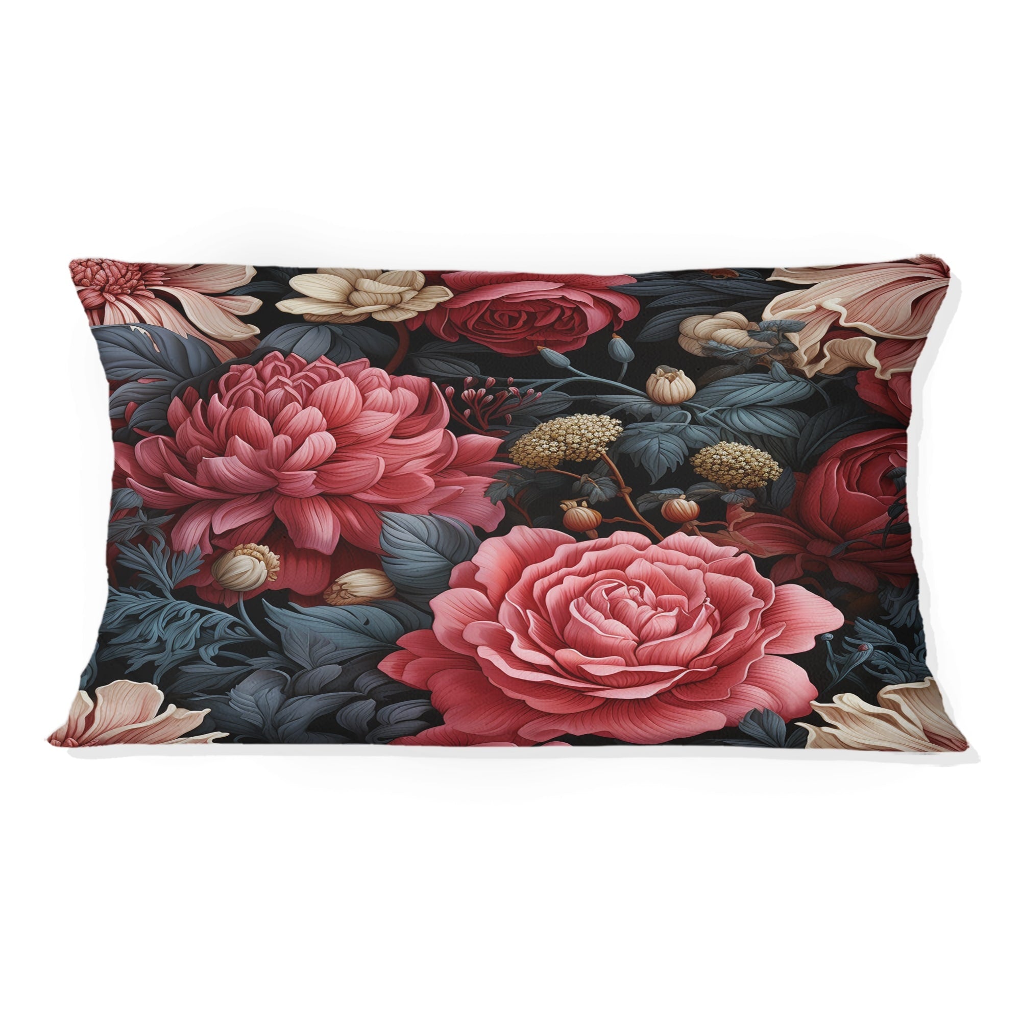 Designart Victorian Pink And Beige Floral Pattern II Floral Printed Throw Pillow