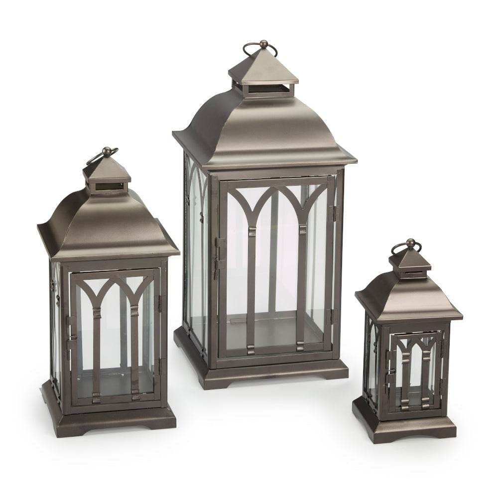 Set of 3 Indoor-Outdoor Lombard Metal Lanterns