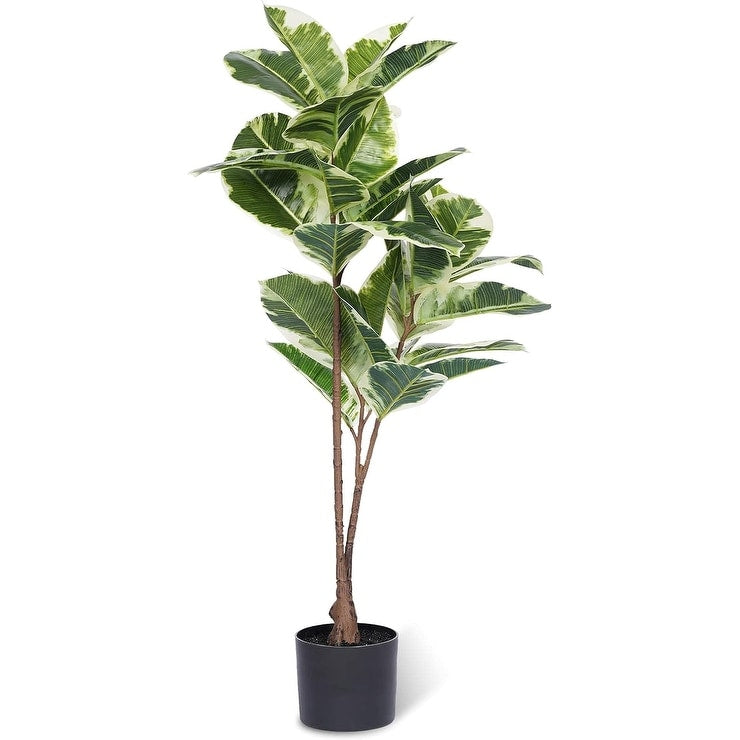 Artificial Rubber Tree Plant 43in Tall Faux Ficus Tree