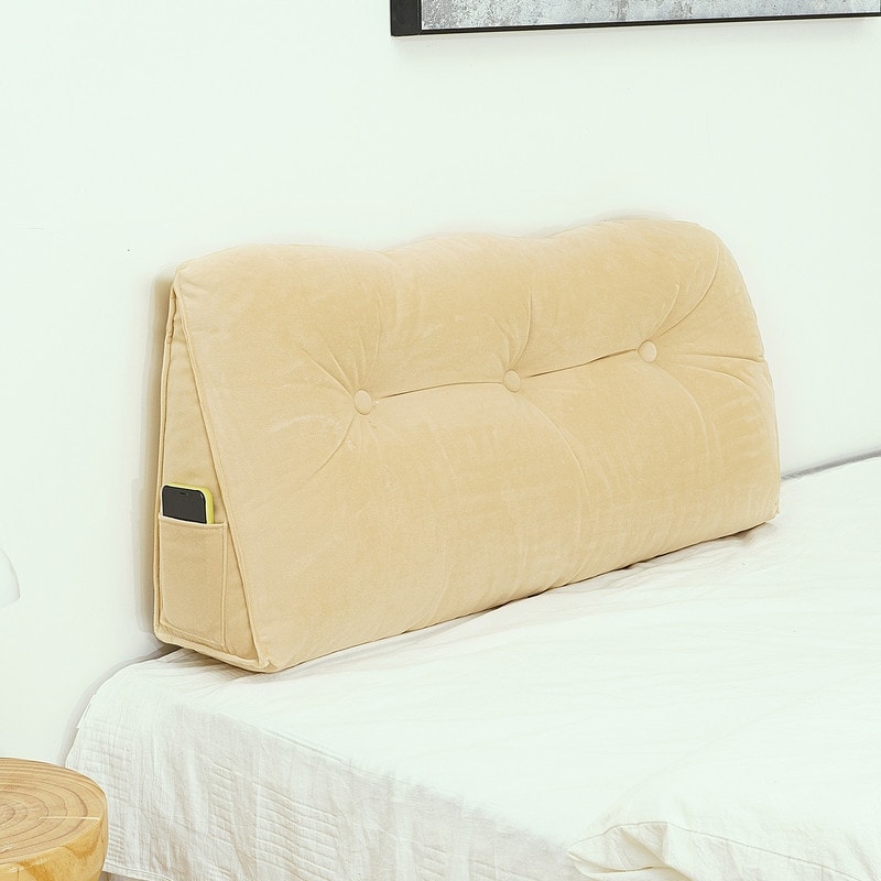 YEERSWAG Velvet Soft Triangular Wedge Pillow Bedside Cushion