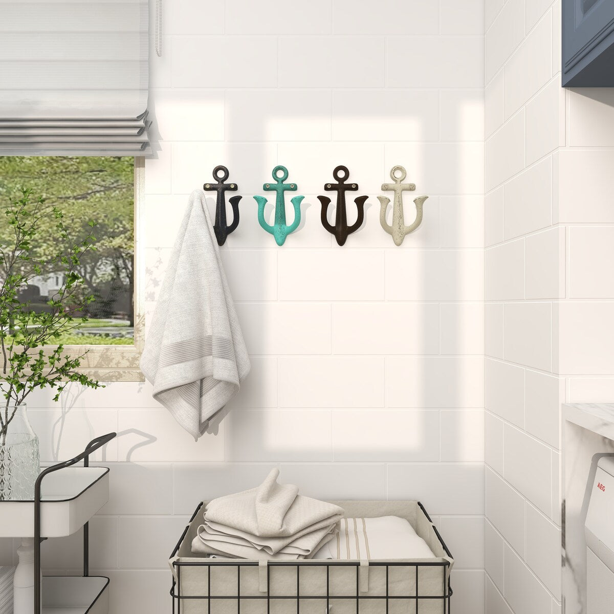 Metal Anchor Single Hanger Wall Hook - Set of 4 Multi Colored - Roche River Decor