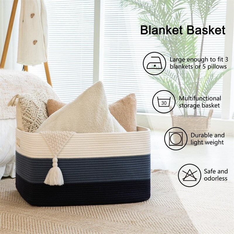 Large Blanket Basket - 17D x 22W x 12H