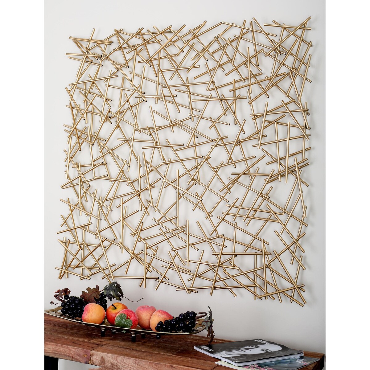 Metal Geometric Overlapping Lines Home Wall Decor - Gold - Roche River Decor