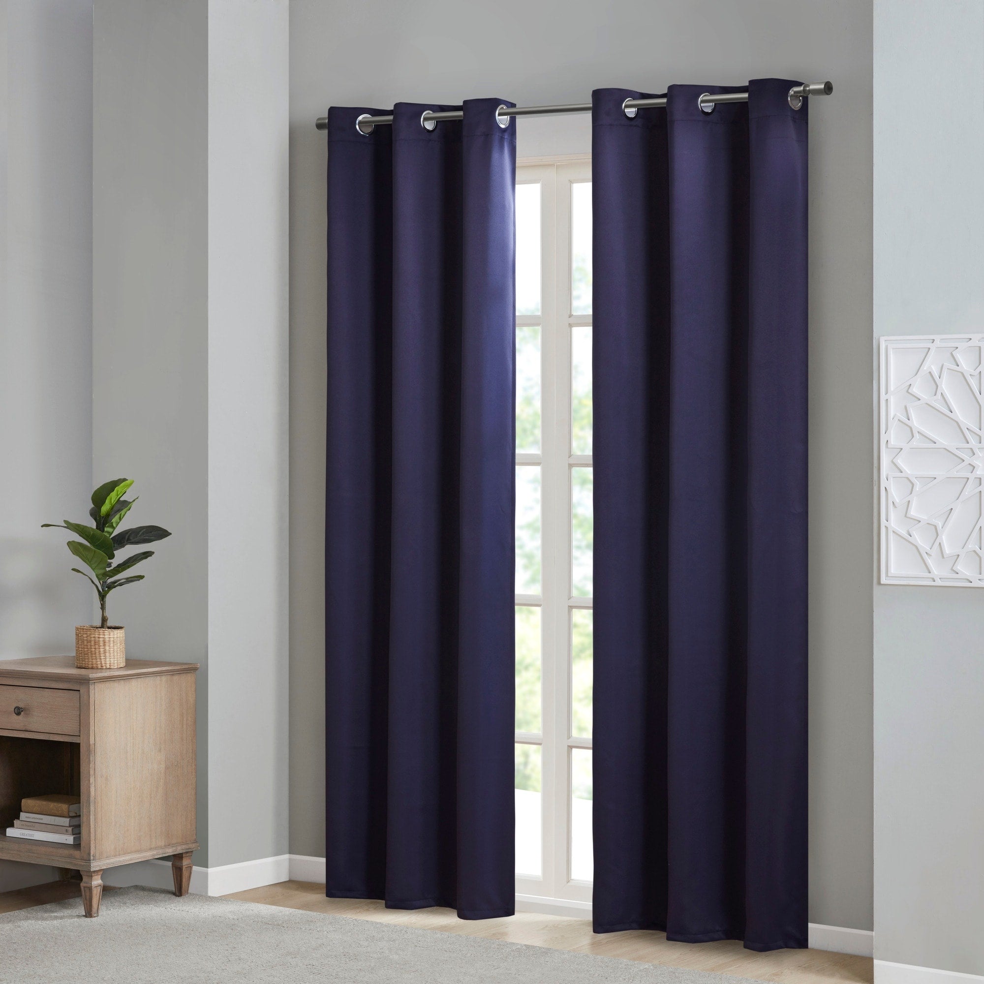 SunSmart Brent Solid Blackout Triple Weave Grommet Top Curtain Panel Pair