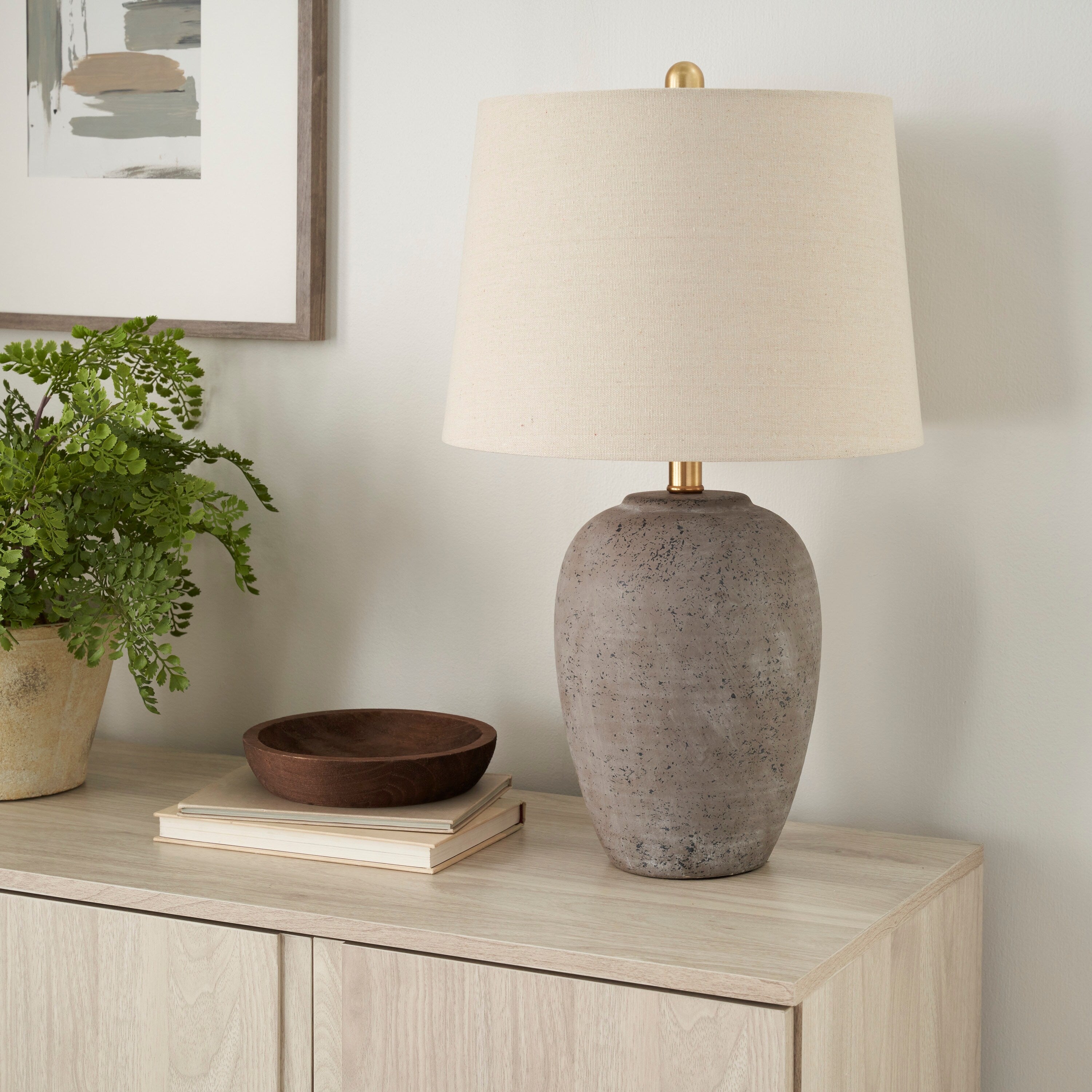 Nourison 23 Unglazed Ceramic Jar Table Lamp