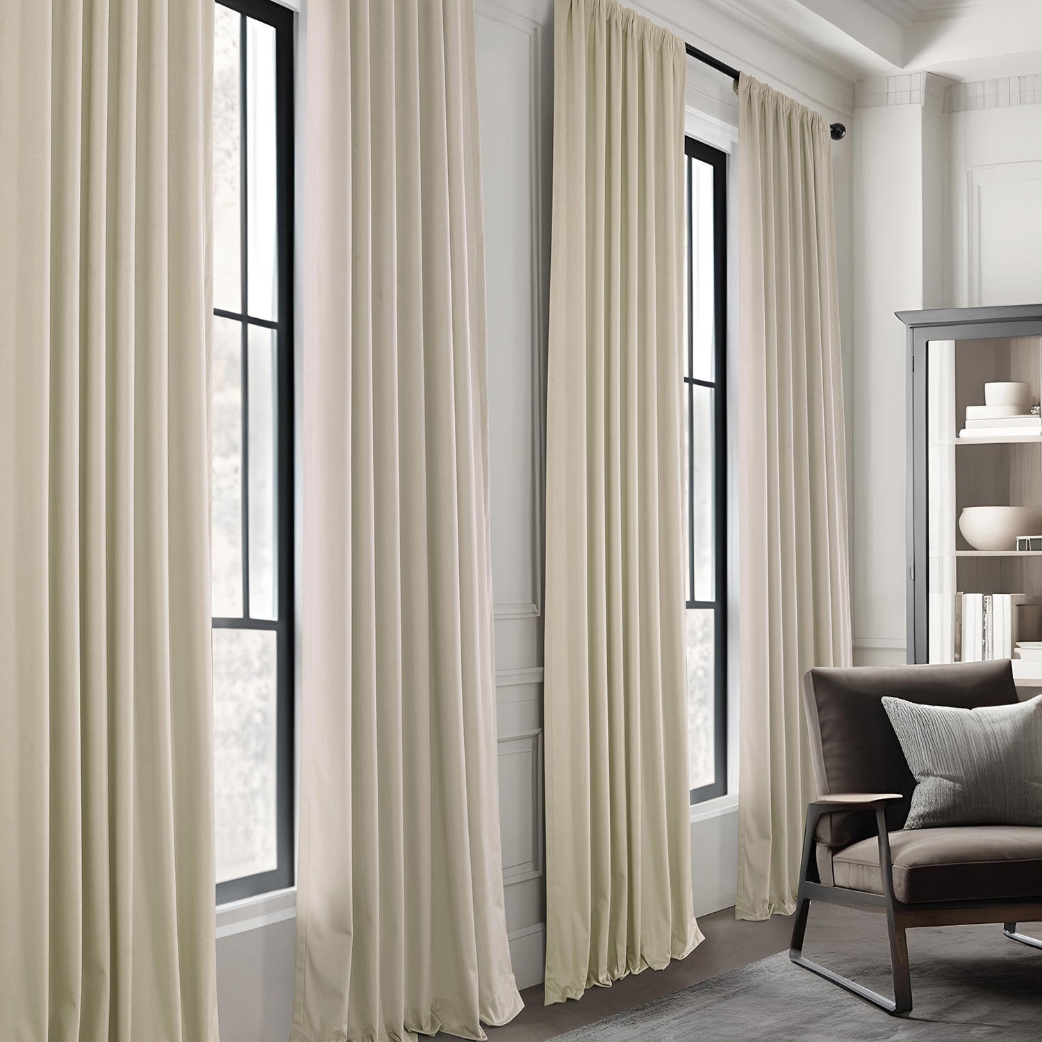 Exclusive Fabrics Simply Velvet Room Darkening Curtains 2 Panels Set - Velvet Window Curtains for Living Room & Bedroom