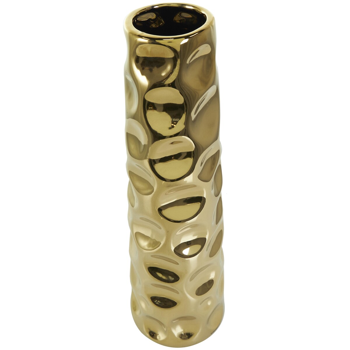 Ceramic Geometric Bubble Decorative Vase with Concaved Circles - Gold or Silver - Roche River Decor