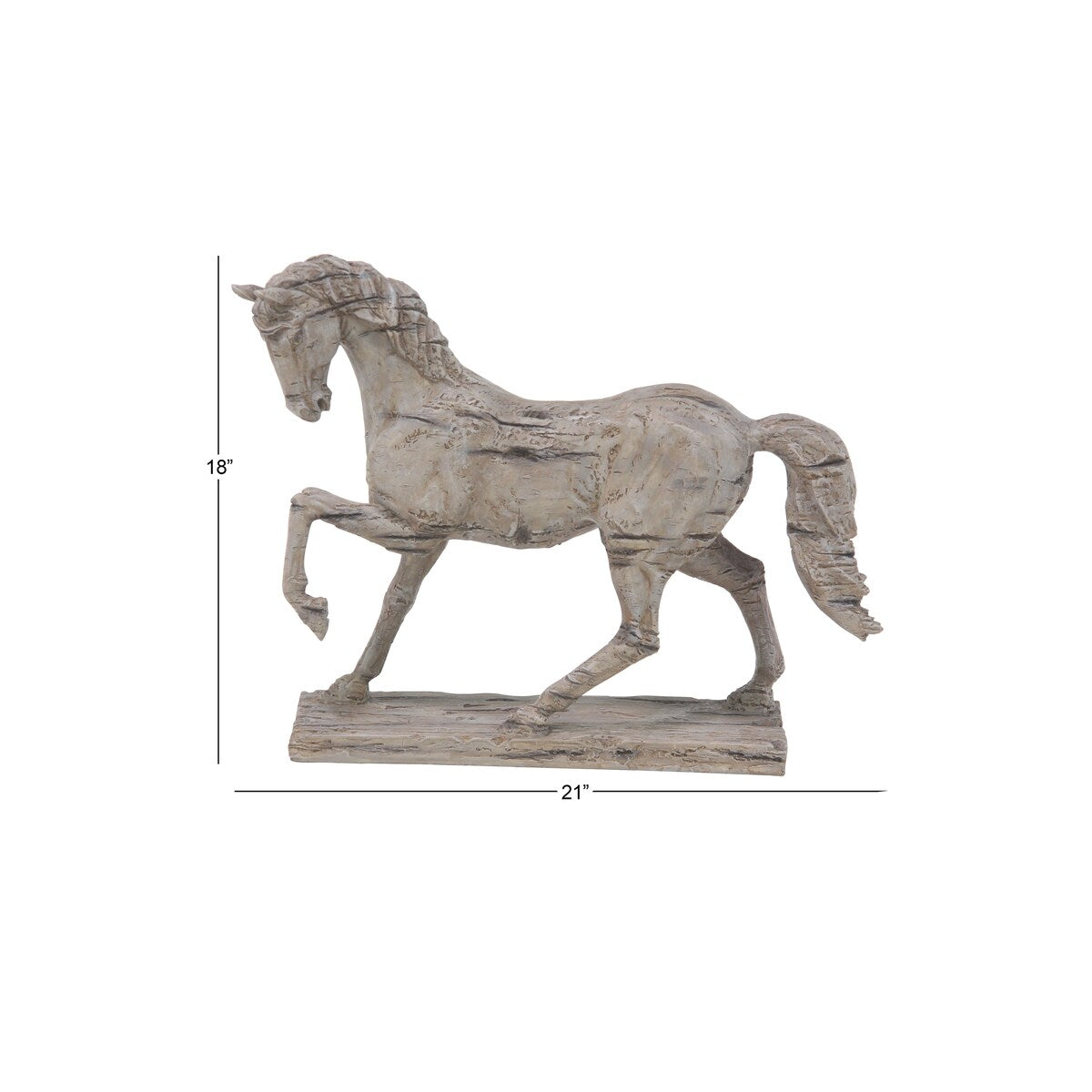 Polystone Horse Prancing Decorative Sculpture - Beige - Roche River Decor