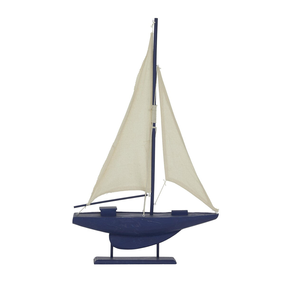 Wood Sail Boat Decorative Sculpture with Lifelike Rigging - Dark Blue - Roche River Decor