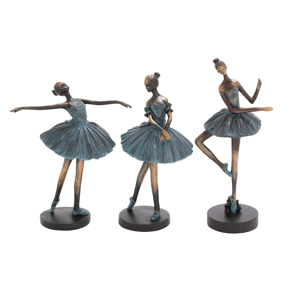 Polystone Dancer Decorative Sculpture - Set of 3 Teal - Roche River Decor