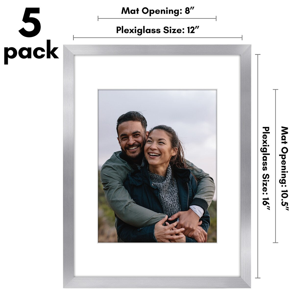 Americanflat 5 Pack of Picture Frames with Mat - Plexiglass Cover