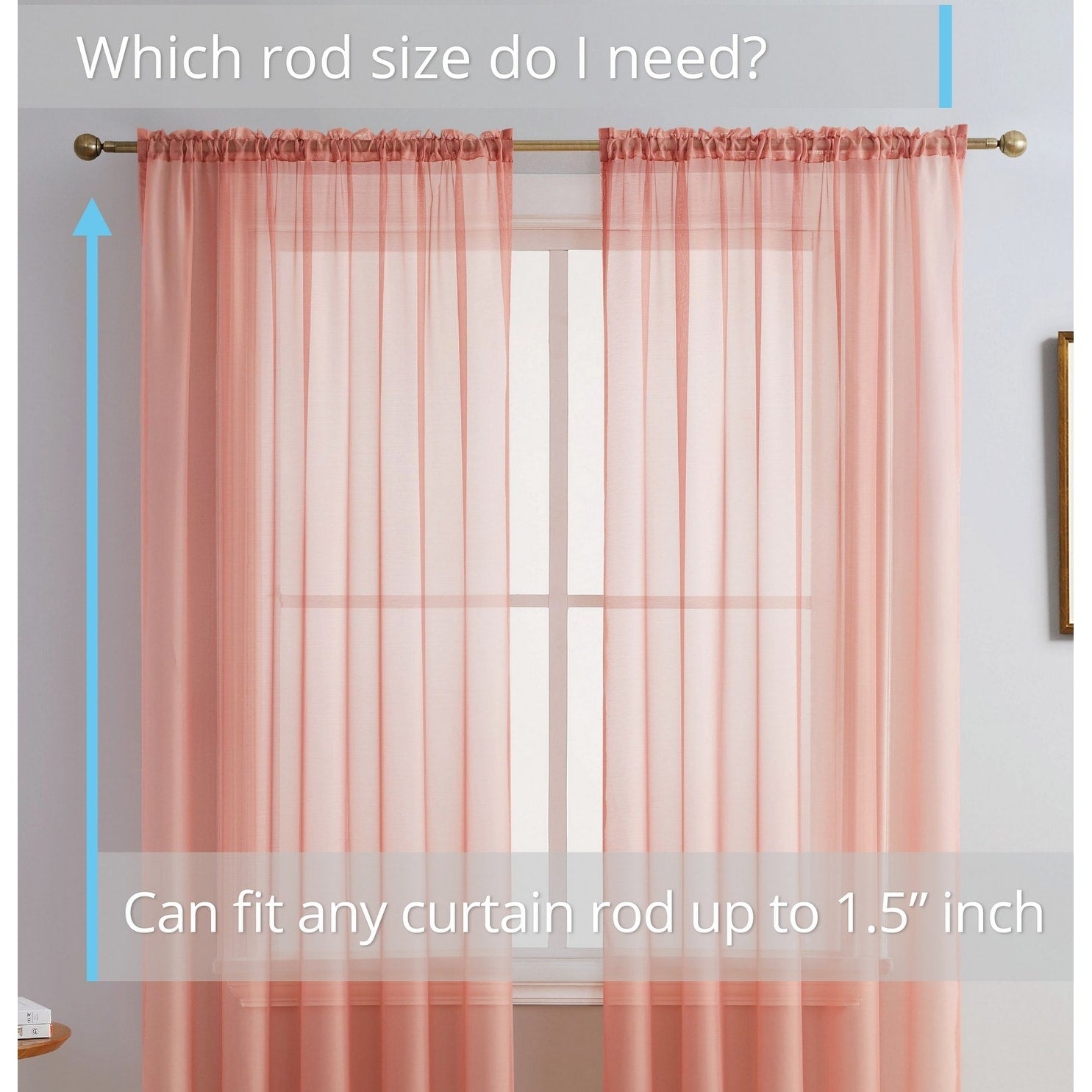 HLC.me Sheer Voile Window Treatment Rod Pocket Curtain Panels for Bedroom, Living Room, Kitchen - Set of 2 panels