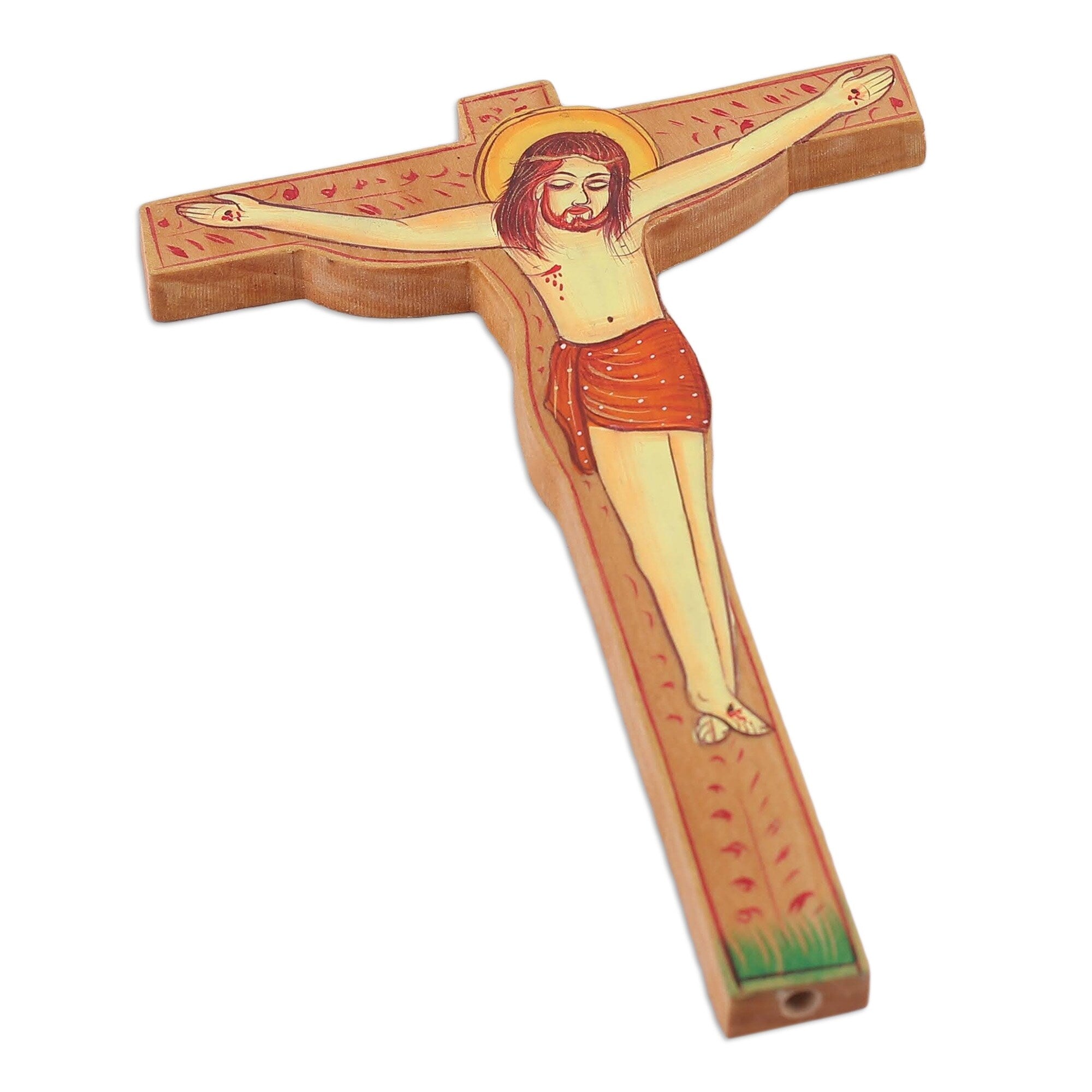 Novica Handmade Sacred Crucifixion Wood Magnet