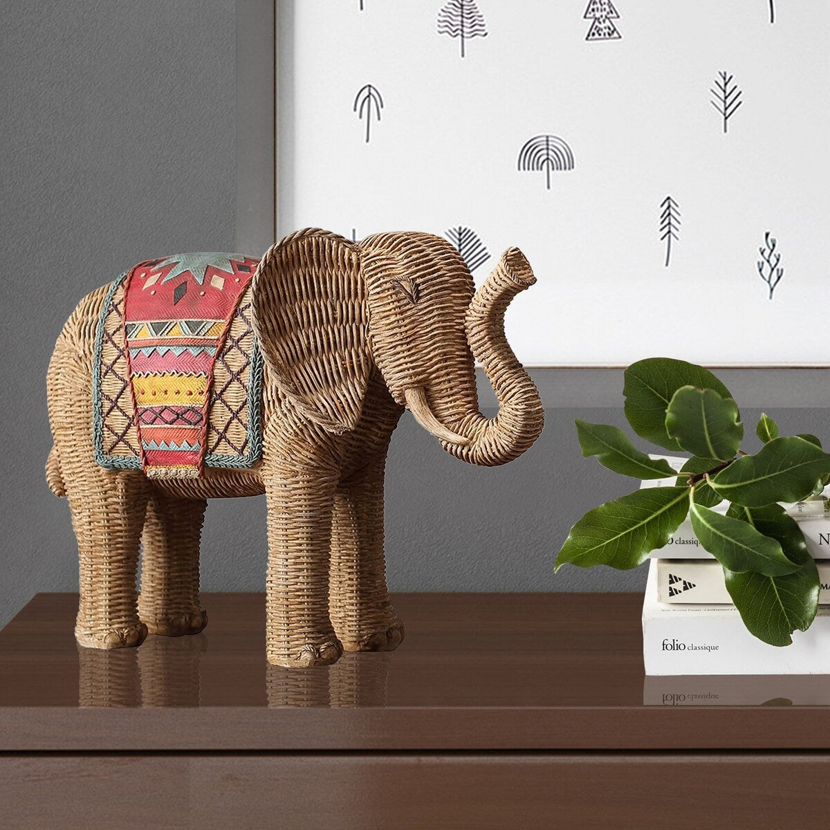 Resin Elephant Decor Statue - 7inches